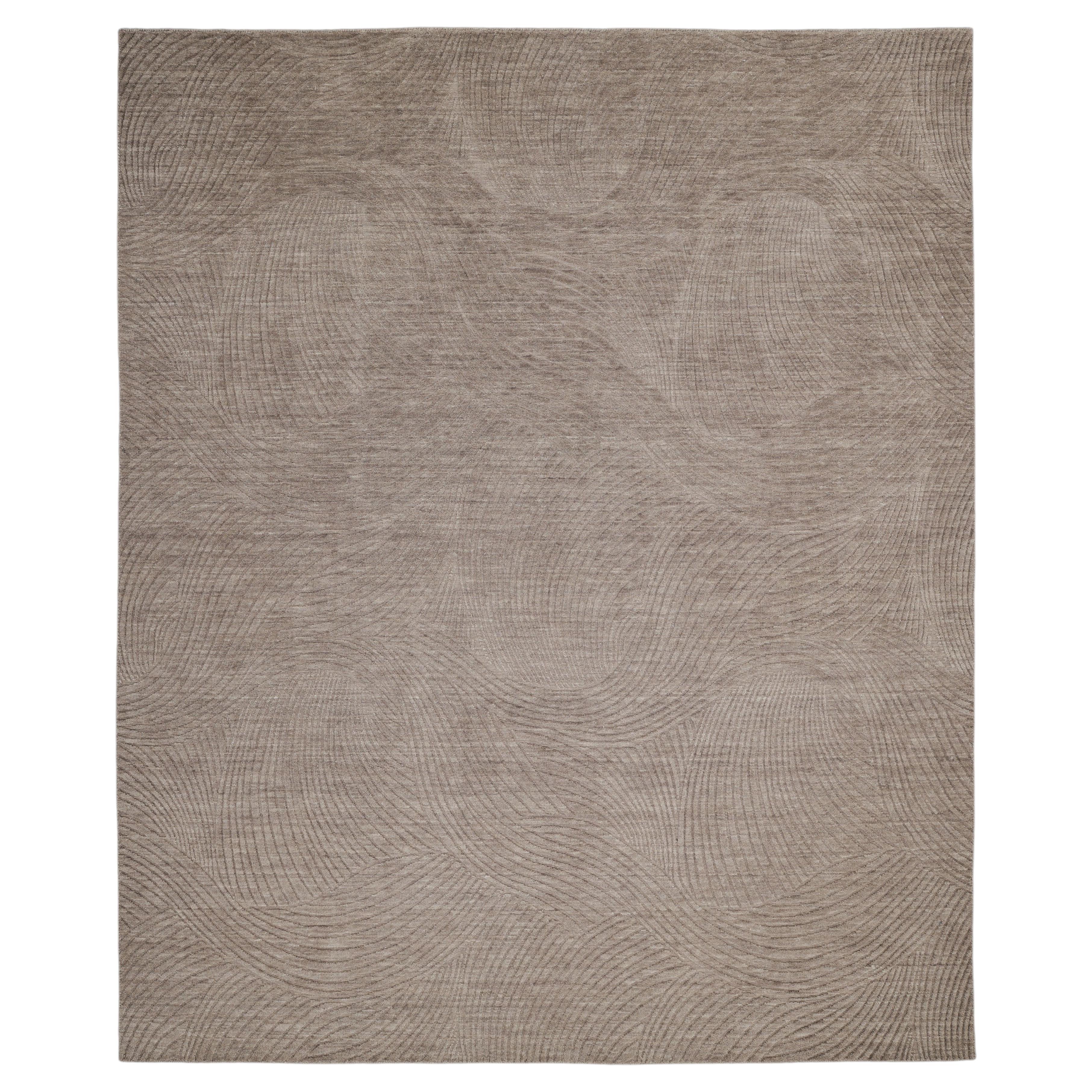 Ayr Hand Loomed Contemporary Solid Wool 2' 6" x 8' 0" Brown Area Rug