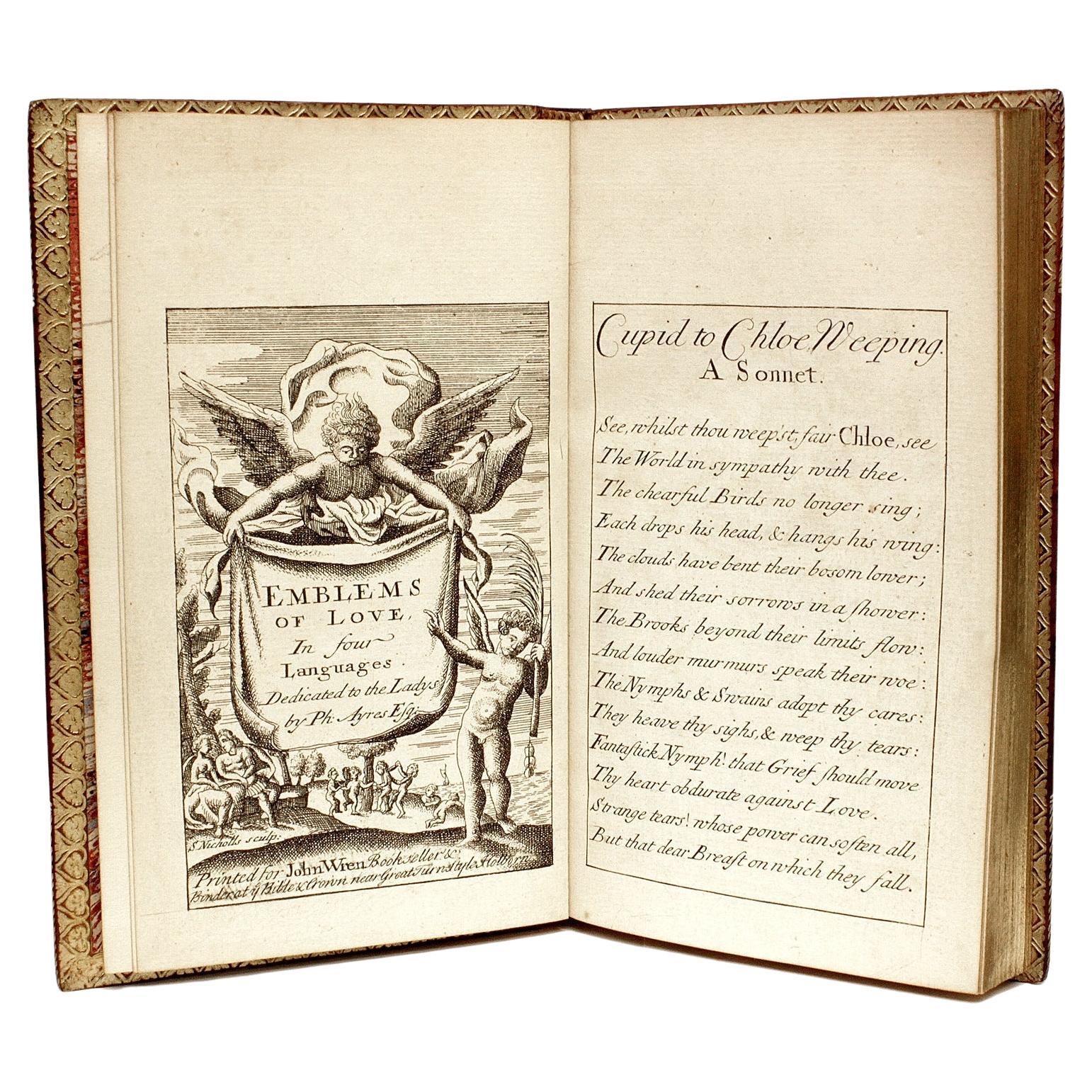 Ayres, Philip, Emblems of Love, 1750, dans une belle reliure en cuir pleine fleur en vente