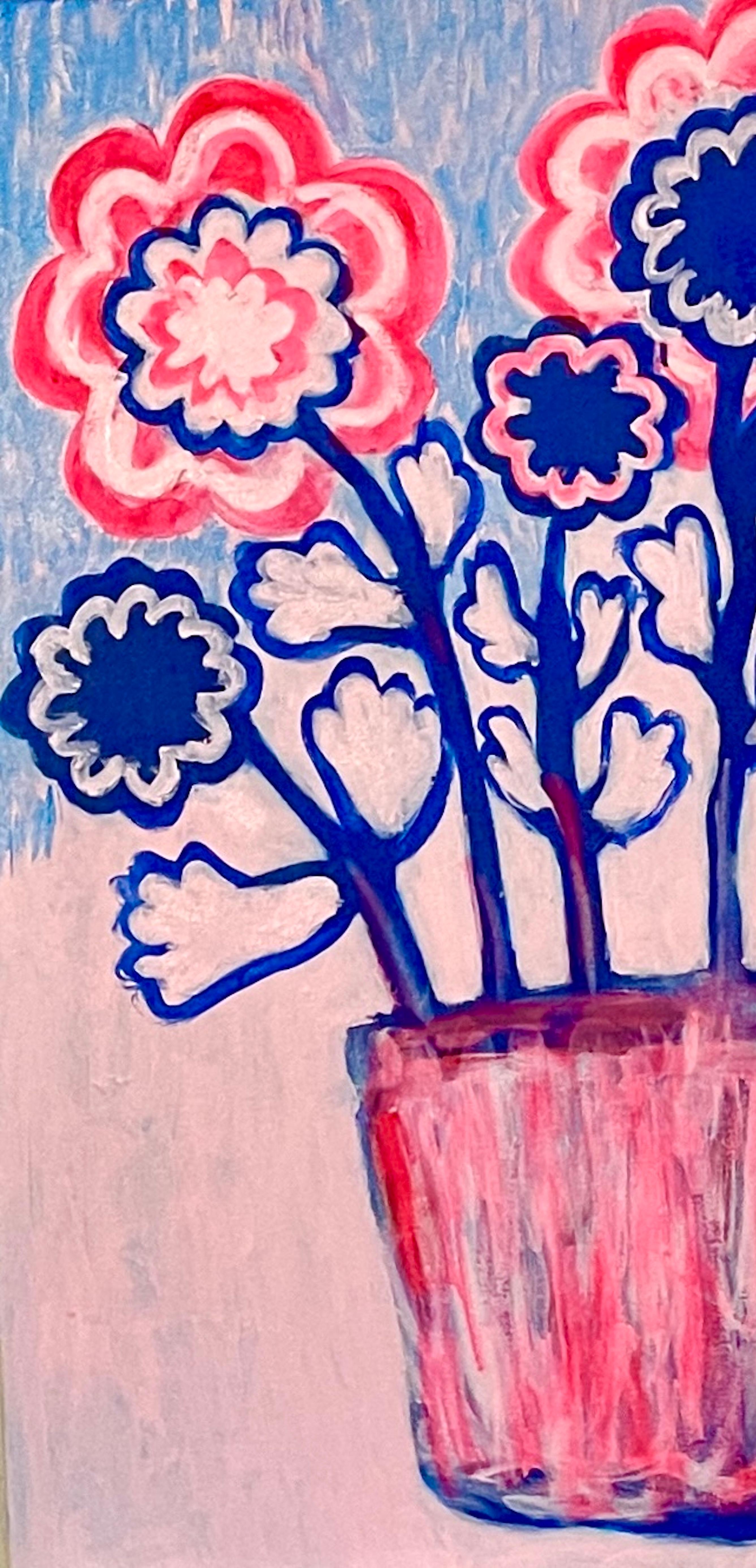 Pinks and Blues Bouquet - Painting by Ayse Wilson