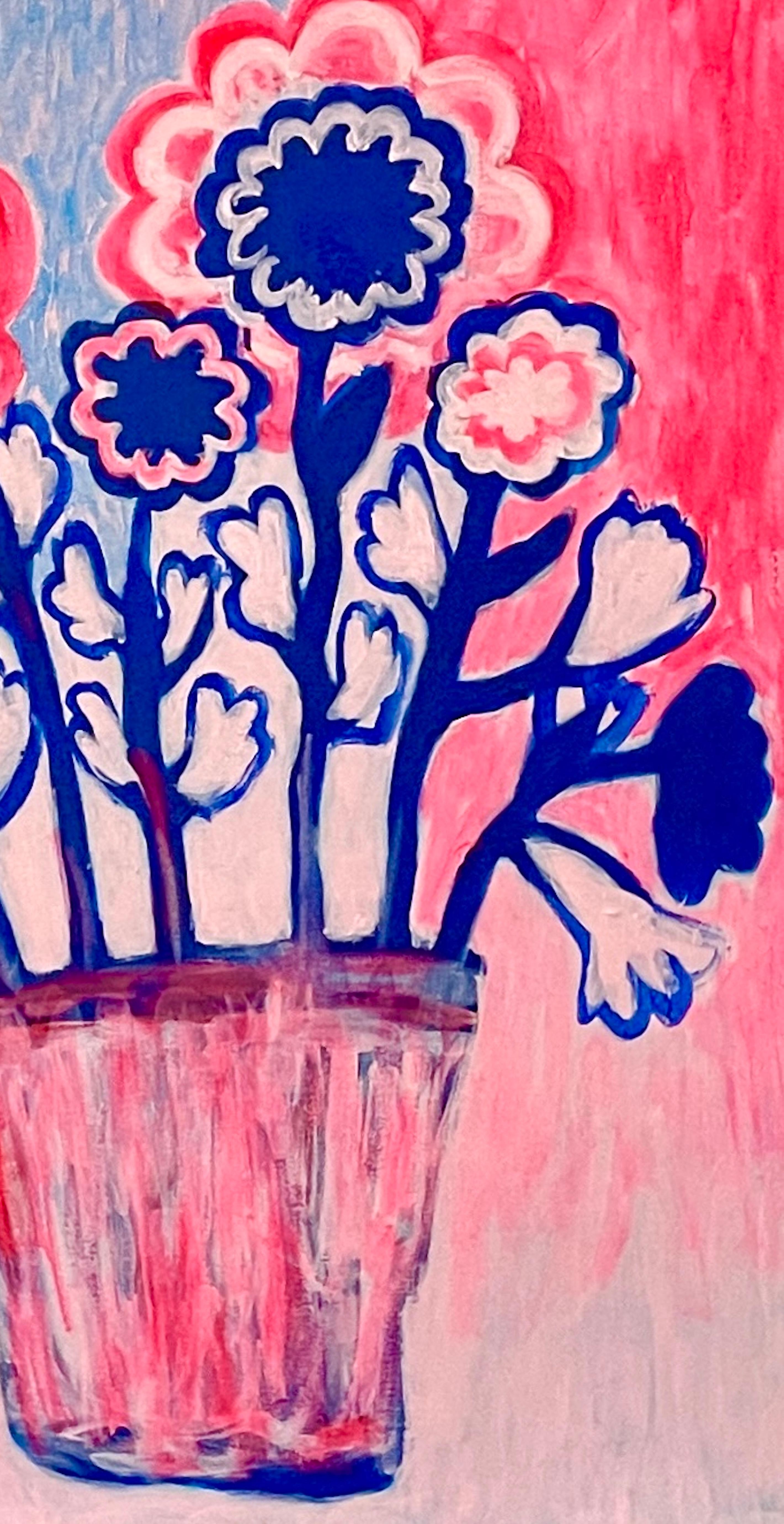 Bouquet de roses et de bleus - Contemporain Painting par Ayse Wilson