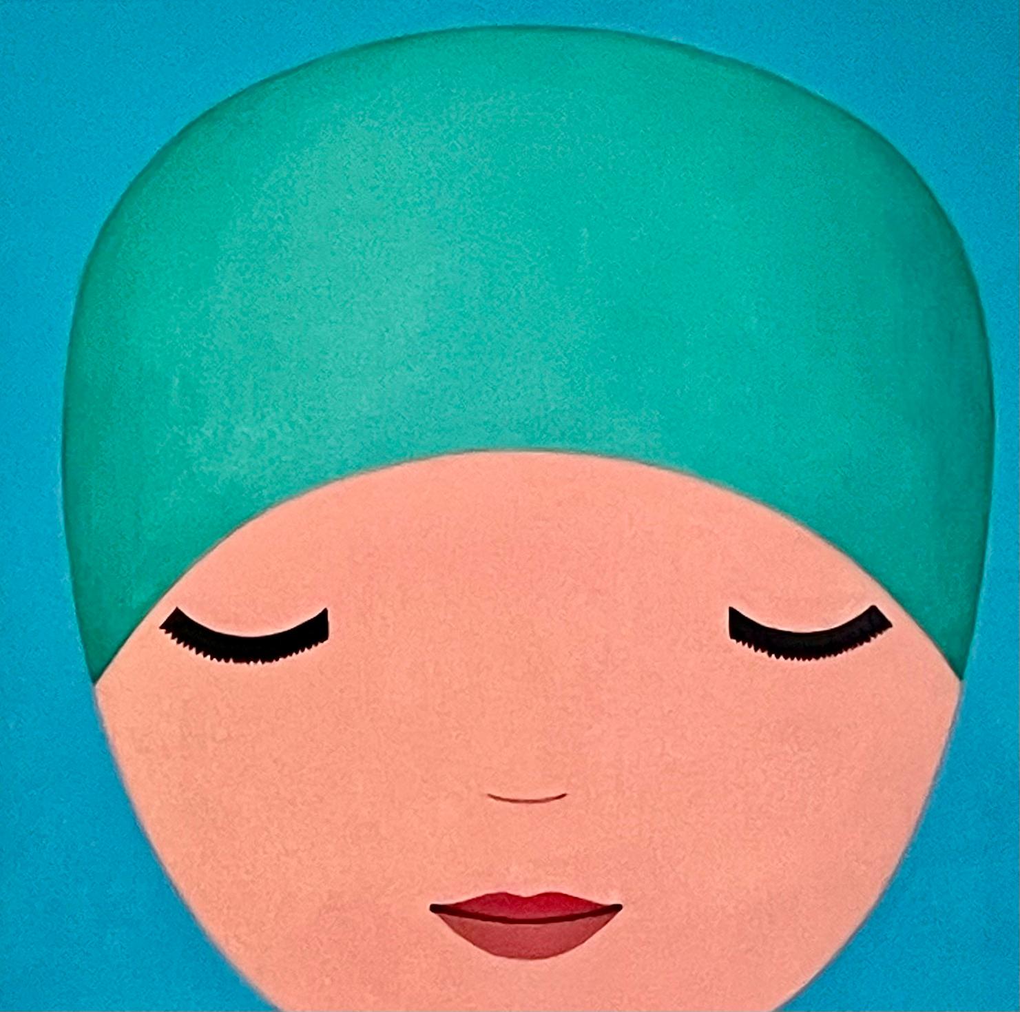 Turquoise Swimmer - Painting by Ayse Wilson