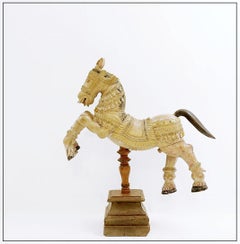 Ayyanar India carved and polychrome wood horse - 20th
