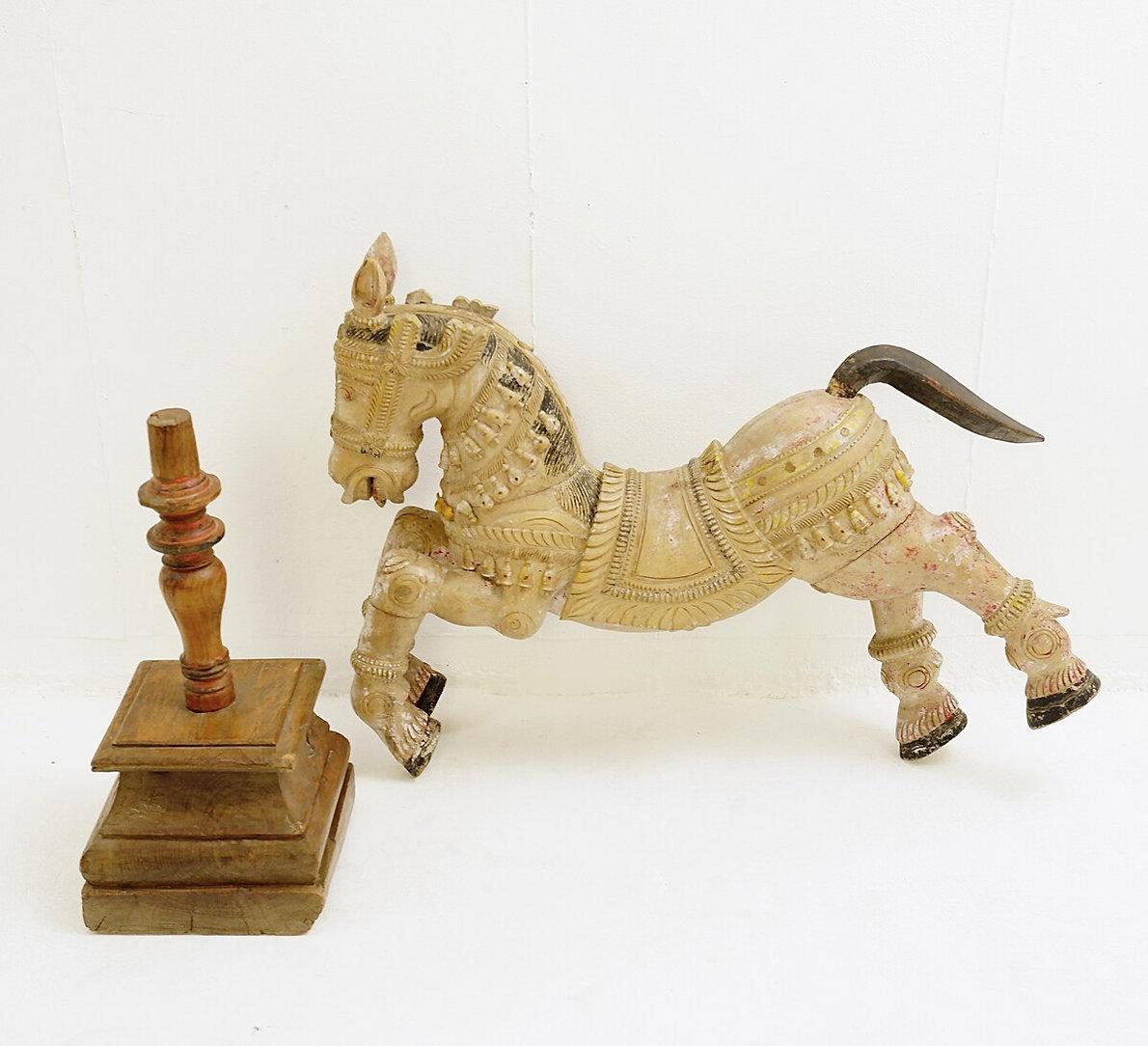 20th Century Ayyanar India carved and polychrome wood horse - 20th For Sale