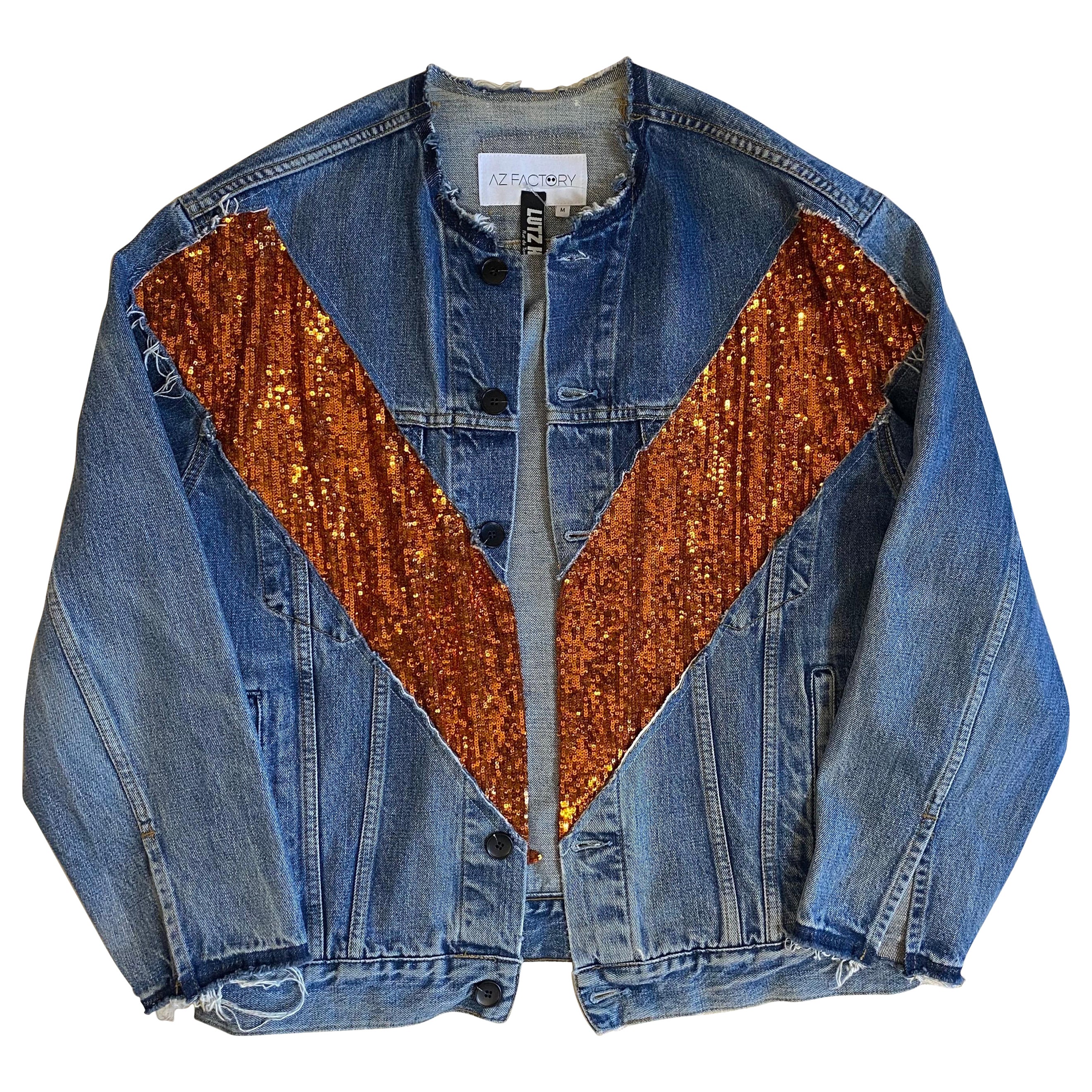 Veste en jean Az Factory avec paillettes. en vente