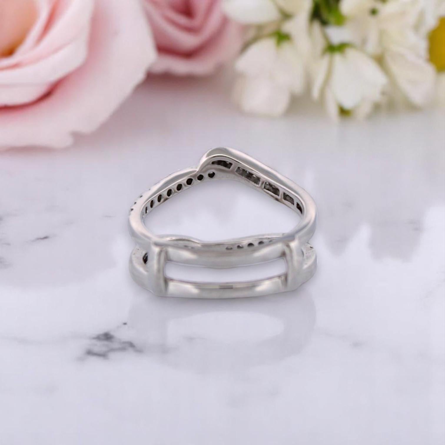 Donna Azalea  Anello con diamante in oro bianco 14K, 0,40 CT, misura 7, fascia nuziale delicata in vendita