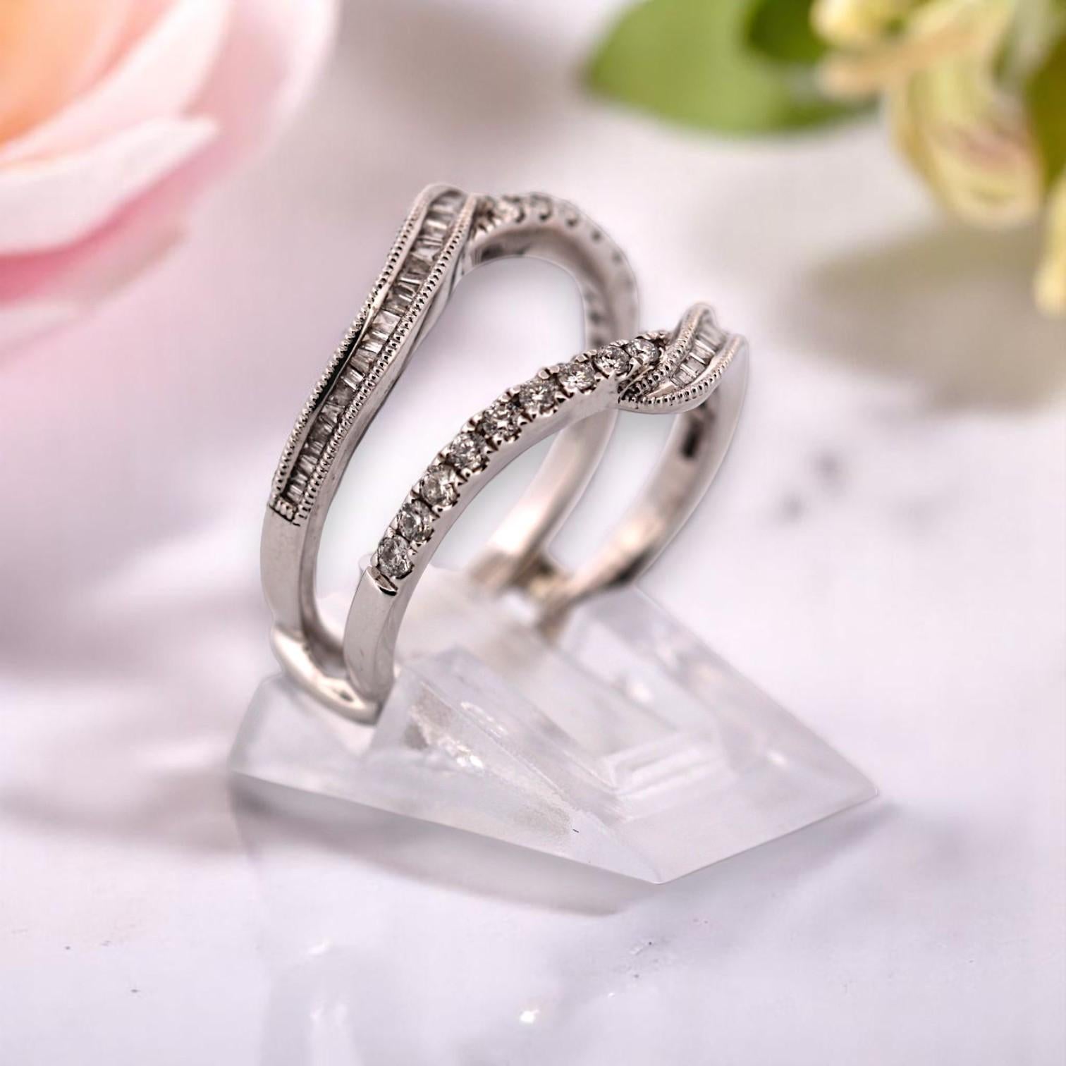 Azalea  Anello con diamante in oro bianco 14K, 0,40 CT, misura 7, fascia nuziale delicata in vendita 1