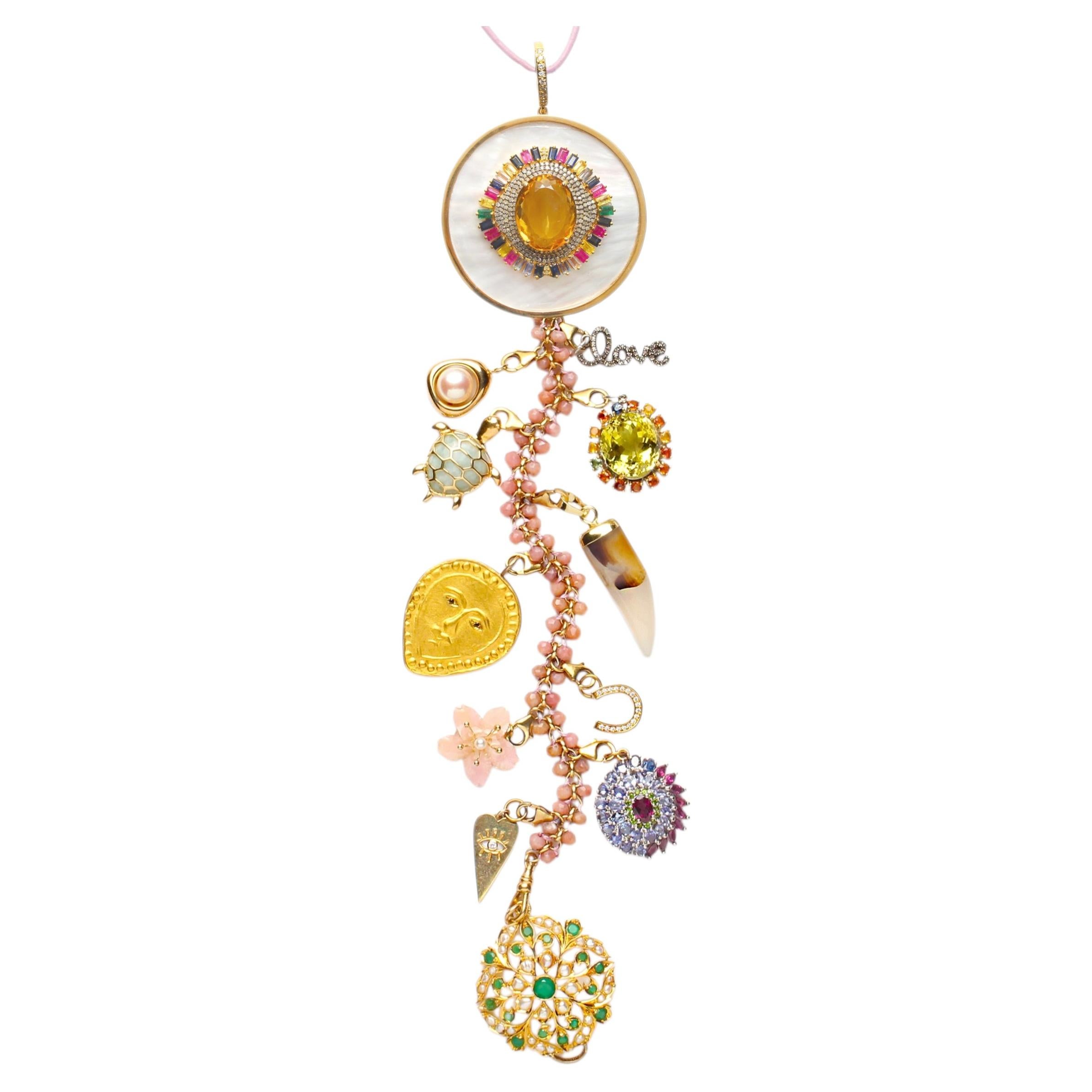 Azalee Jardin IV Citrin Saphir Diamant Gold Jade Smaragd Symbol Baum Halskette