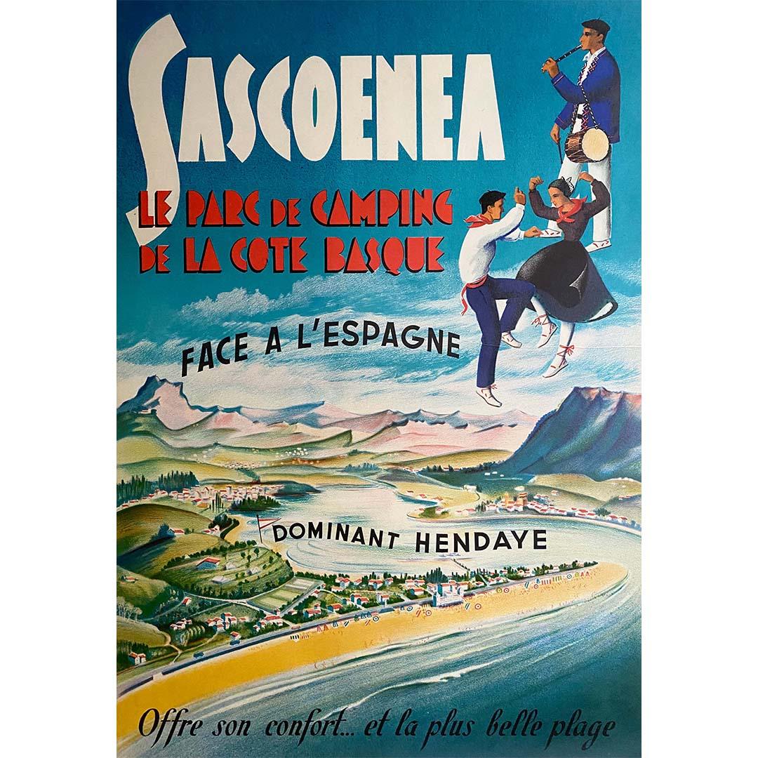 Affiche originale réalisée pour promouvoir le campement de Sascoenea situé à Hendaye en vente 1