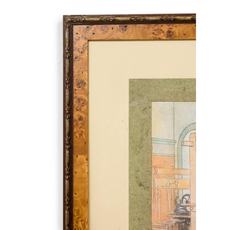 Biedermeier Quadro di Azealas con donna nella stanza del sole in vendita
