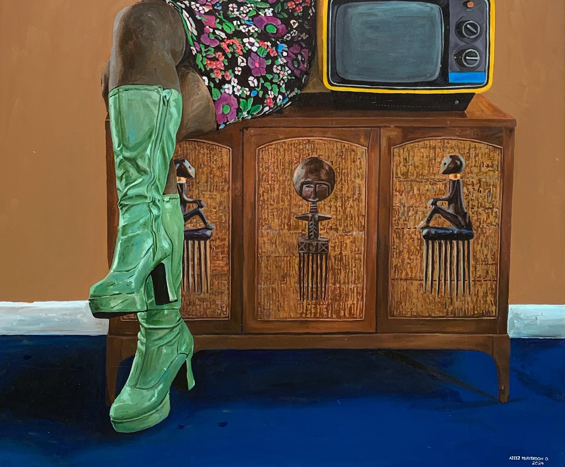 Ashabi Oge - 21° secolo, Contemporaneo, Figurativo, Africa Donna, Moda - Portrait Painting Marrone di Azeez Muritadoh