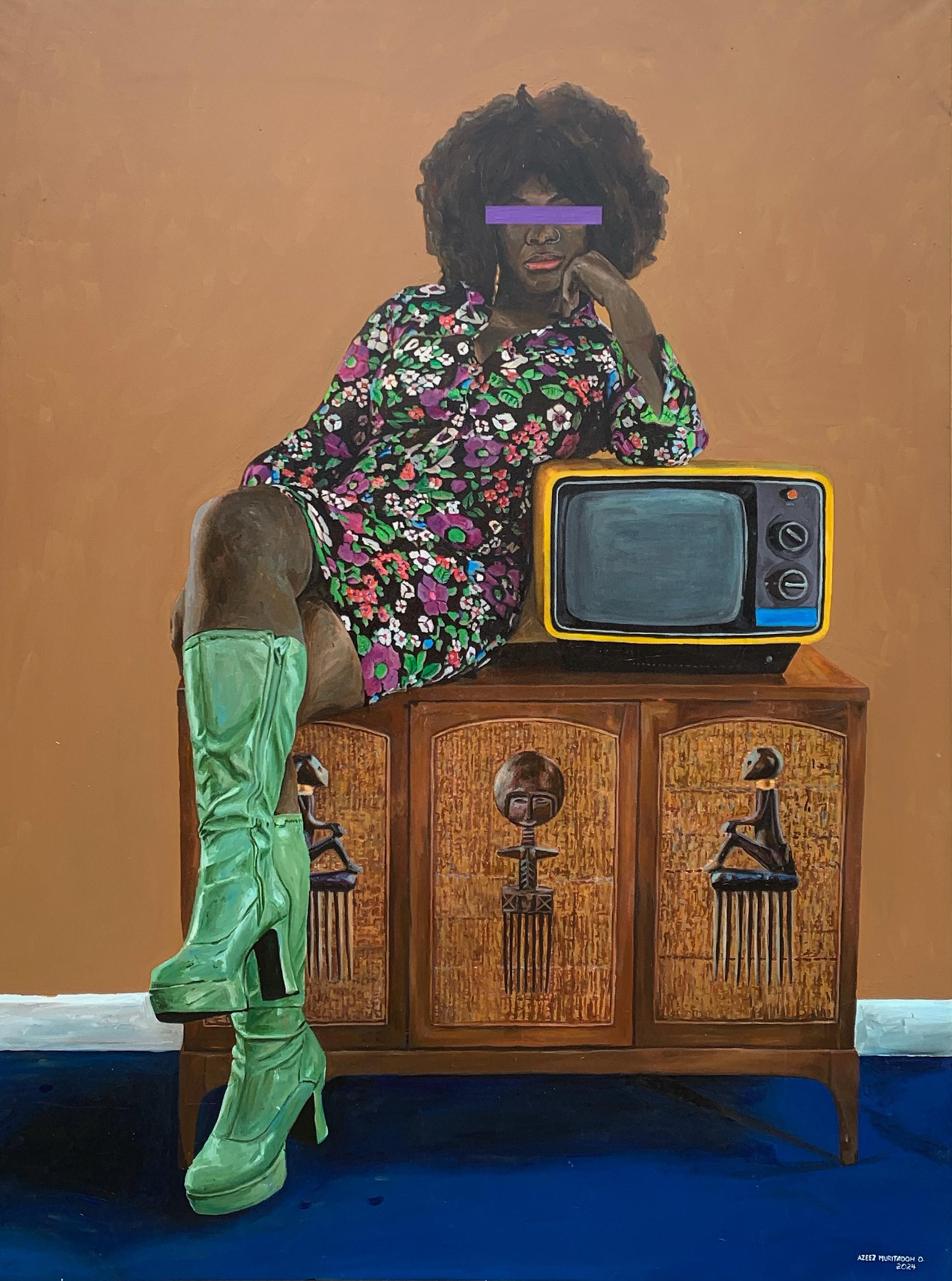 Portrait Painting di Azeez Muritadoh - Ashabi Oge - 21° secolo, Contemporaneo, Figurativo, Africa Donna, Moda