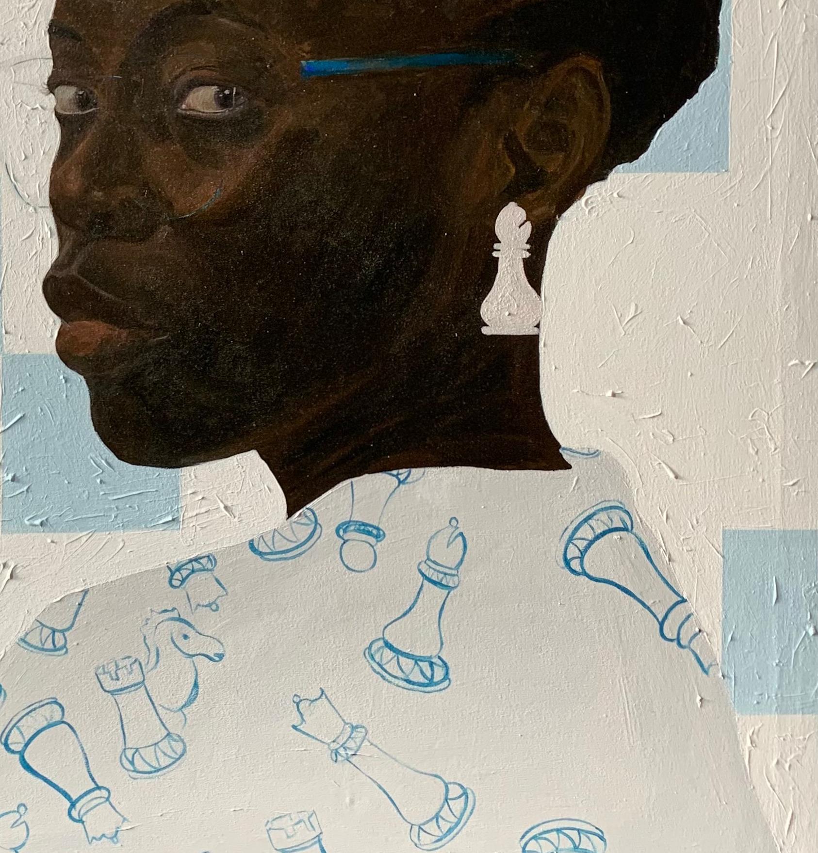 Sono una Spec 2 - Portrait Painting Grigio di Azeez Salami