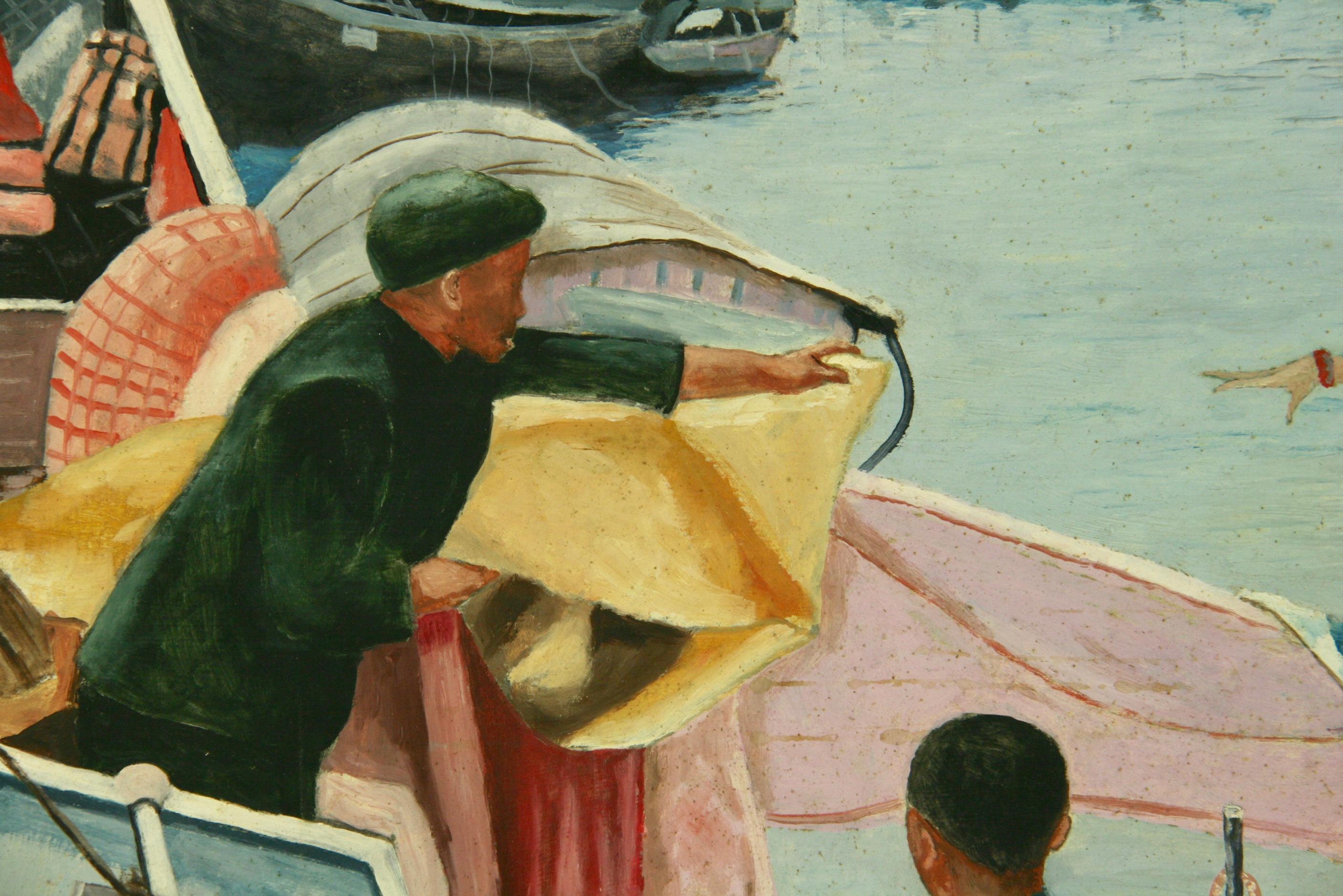 Viaggio in Oriente  Scena nautica figurativa anni '40 - Landscape Painting Marrone di A.Zeller