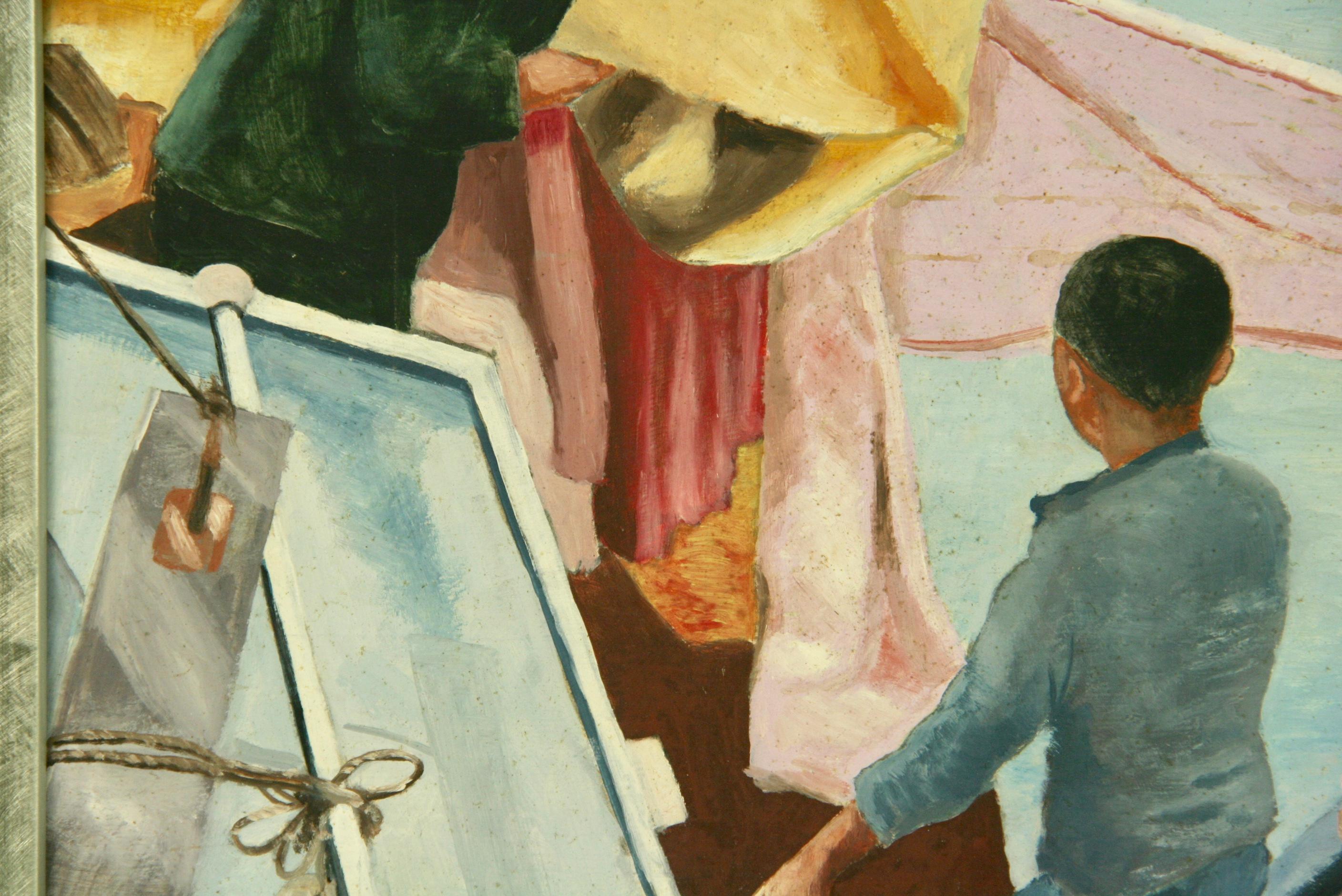 Viaggio in Oriente  Scena nautica figurativa anni '40 in vendita 2