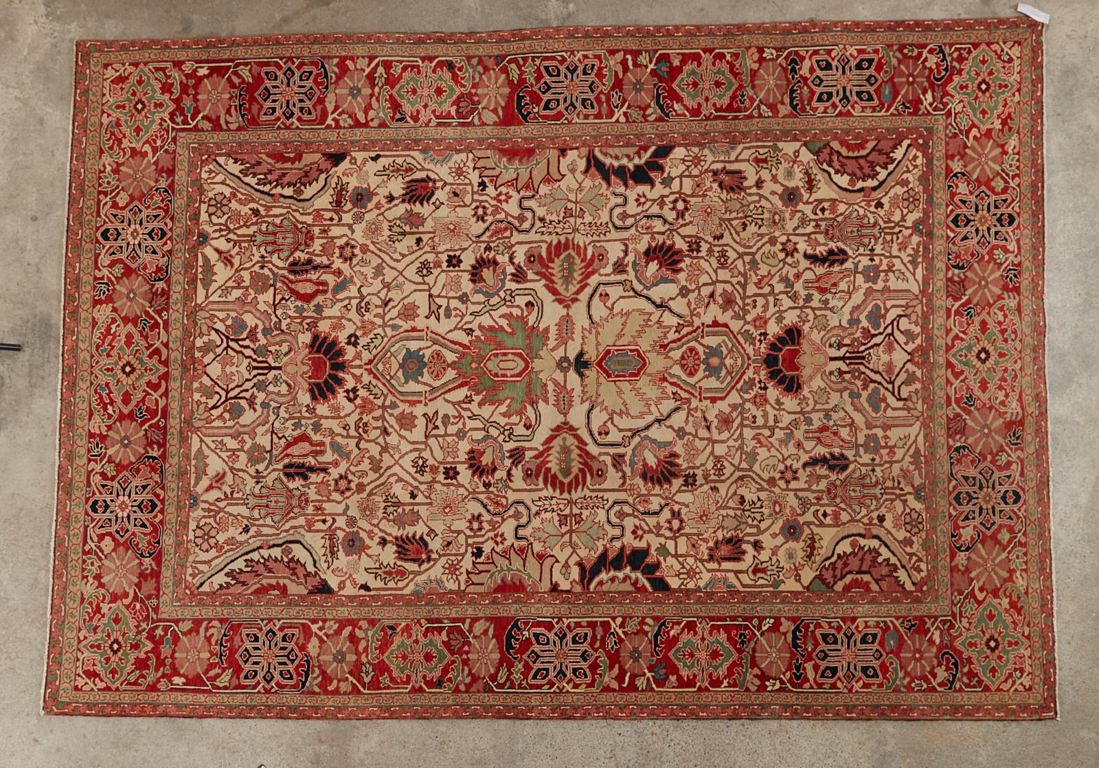 Hand-Knotted Turkish Heriz Serapi Style Wool Rug For Sale