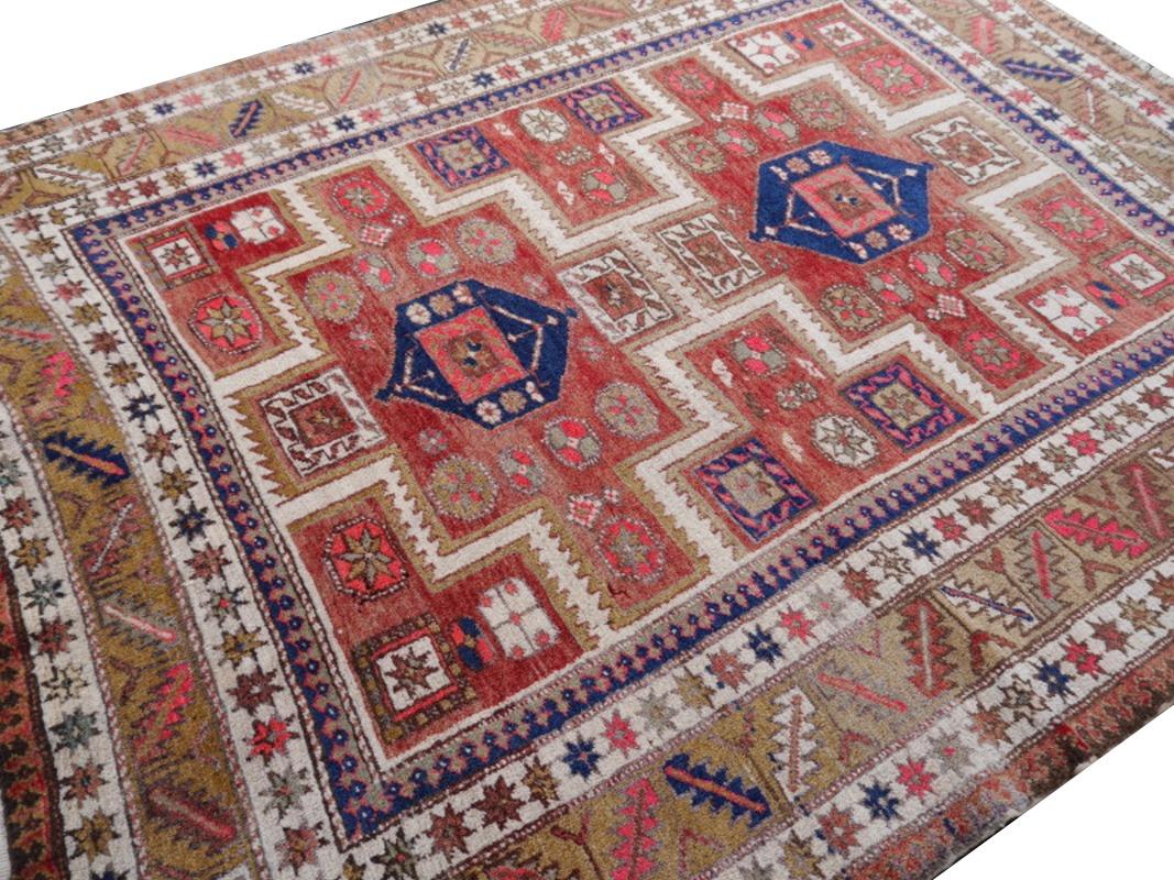 Azeri Rug Vintage with Kazak or Heriz Caucasian Design Djoharian Collection For Sale 3