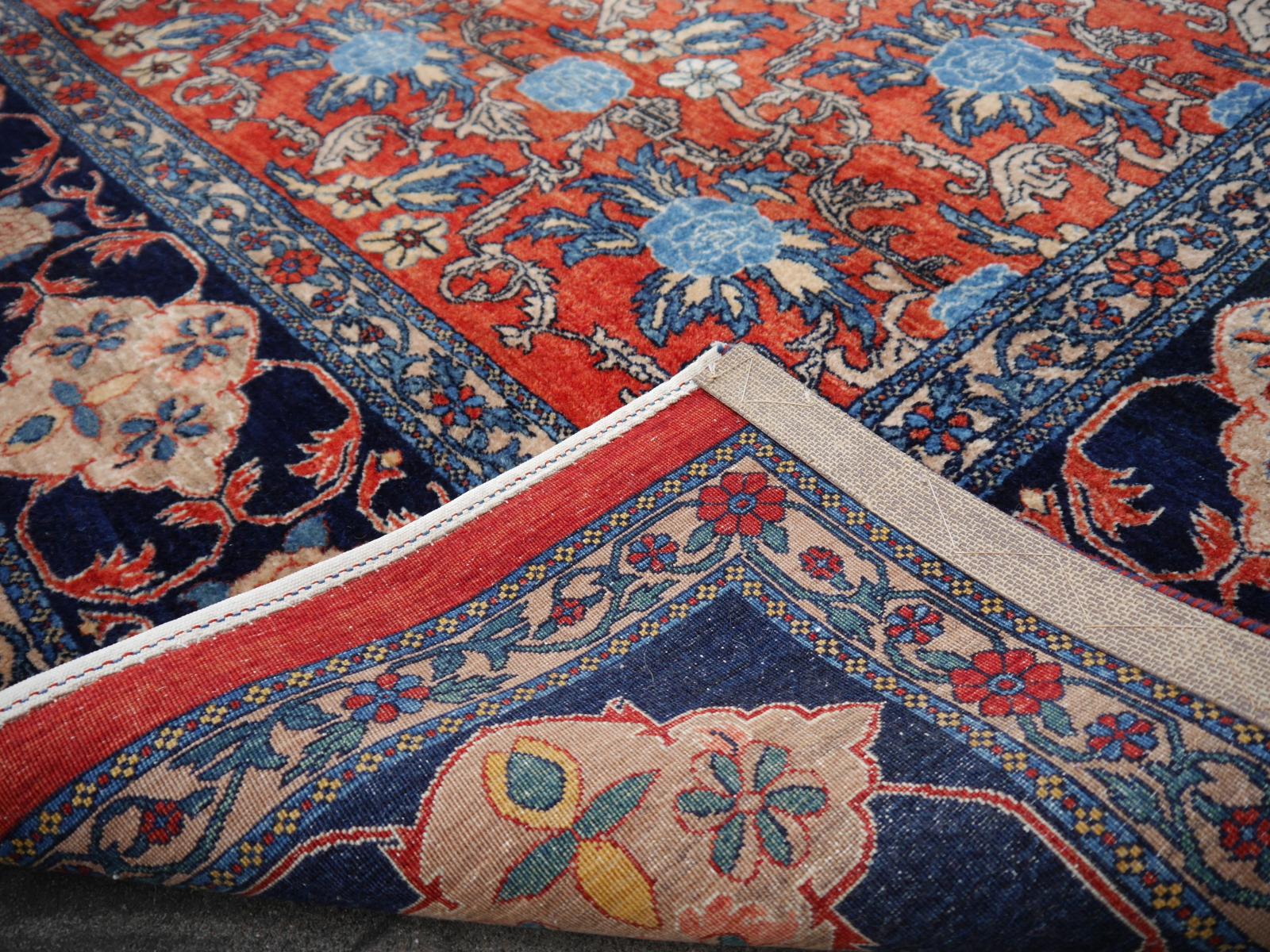 Hand-Knotted Azeri Turkish Vintage Rug with Vegetable Dyes