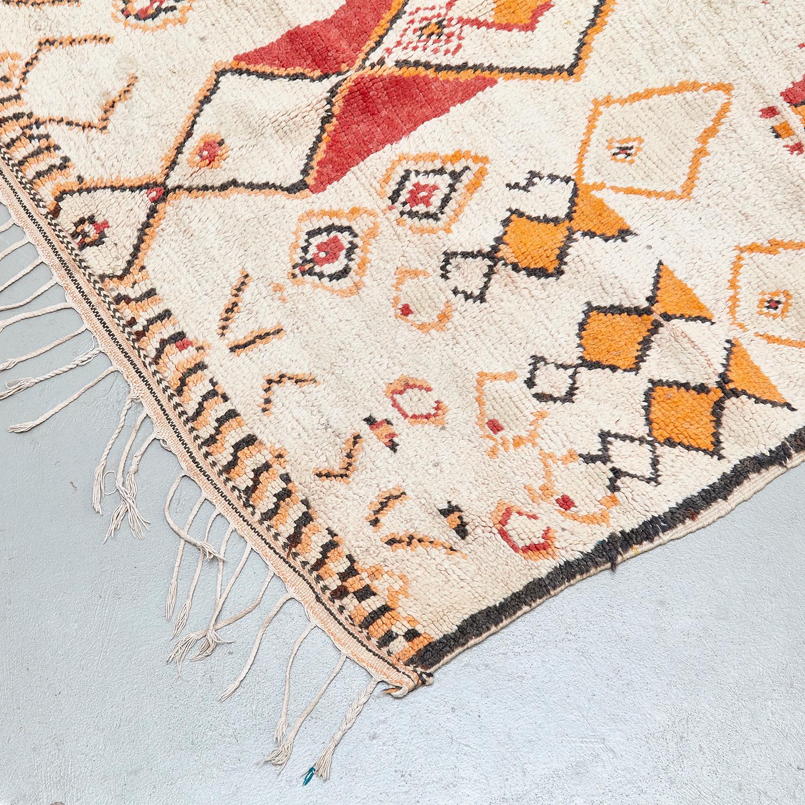 Mid-Century Modern Azilal, Hand Knotted Wool, Chichaoua Moroccan Rug, circa 1960