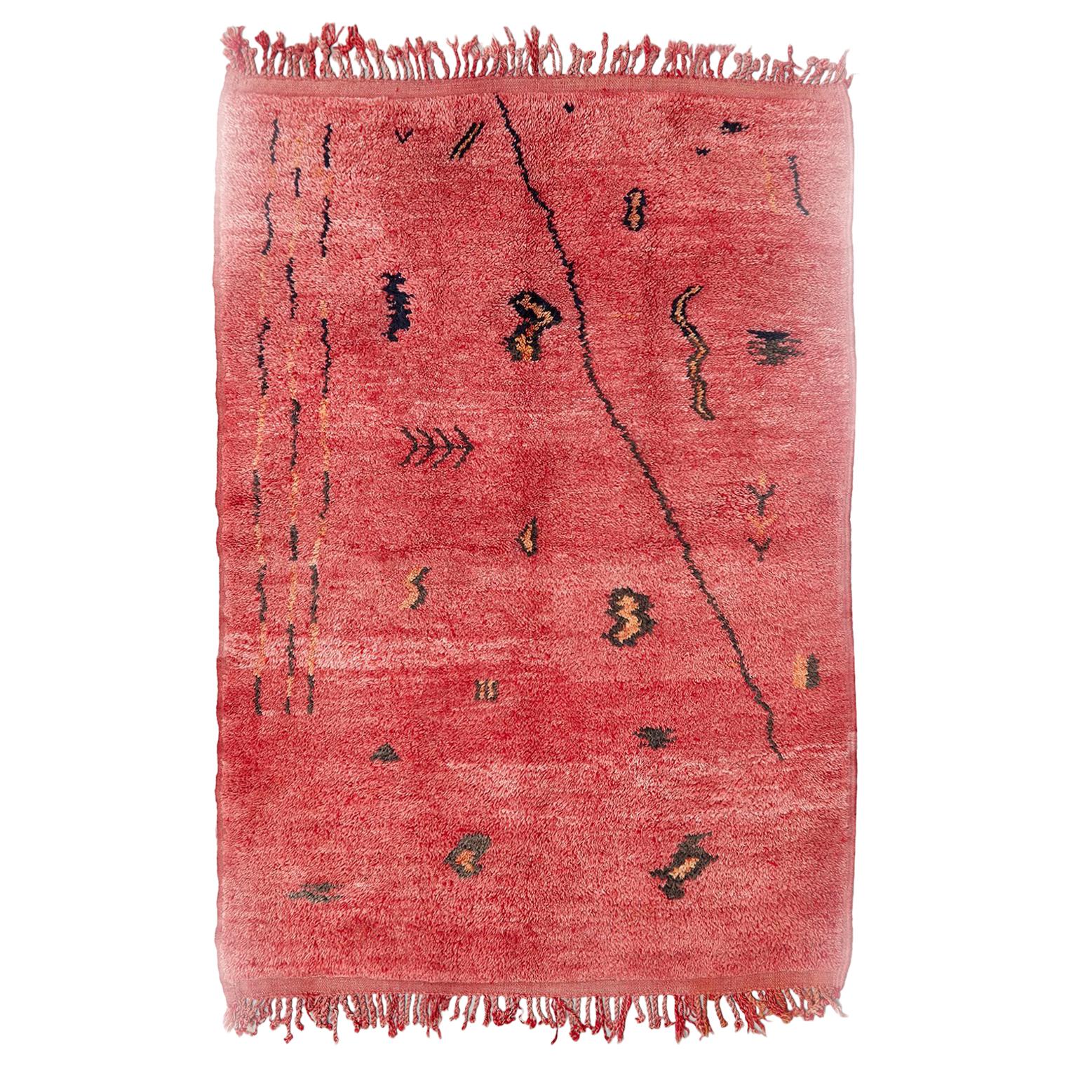 Azilal, Wool Hand Knotted, Chichaoua Moroccan Rug, circa 1970