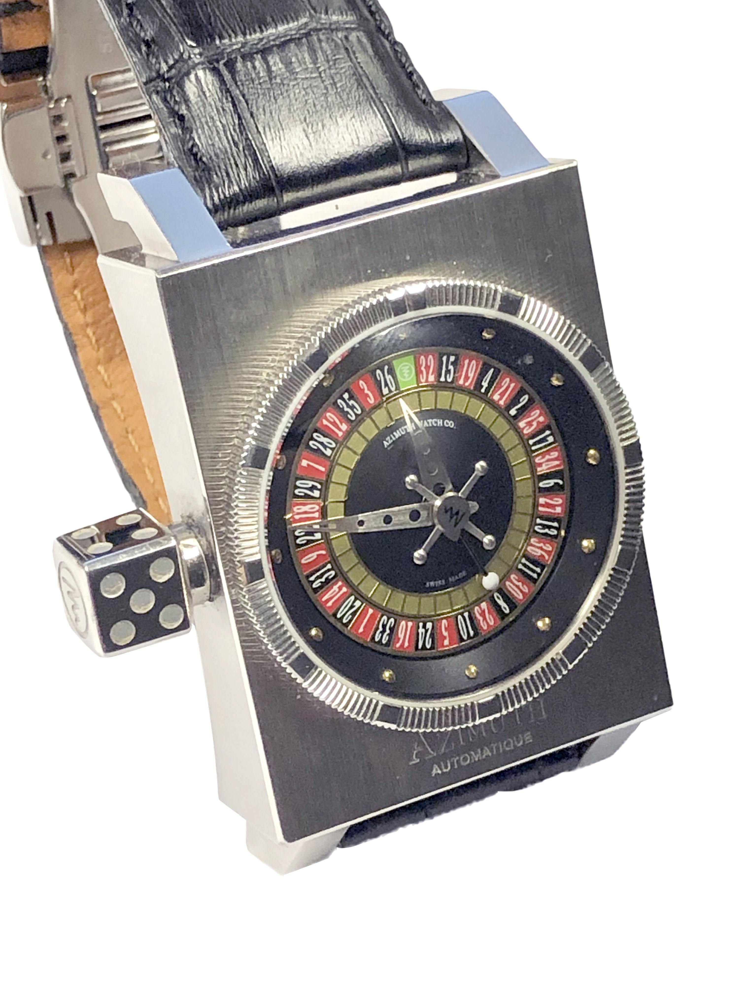 Azimuth SP 1 King Casino Automatik Roulette-Armbanduhr aus Stahl im Zustand „Hervorragend“ im Angebot in Chicago, IL