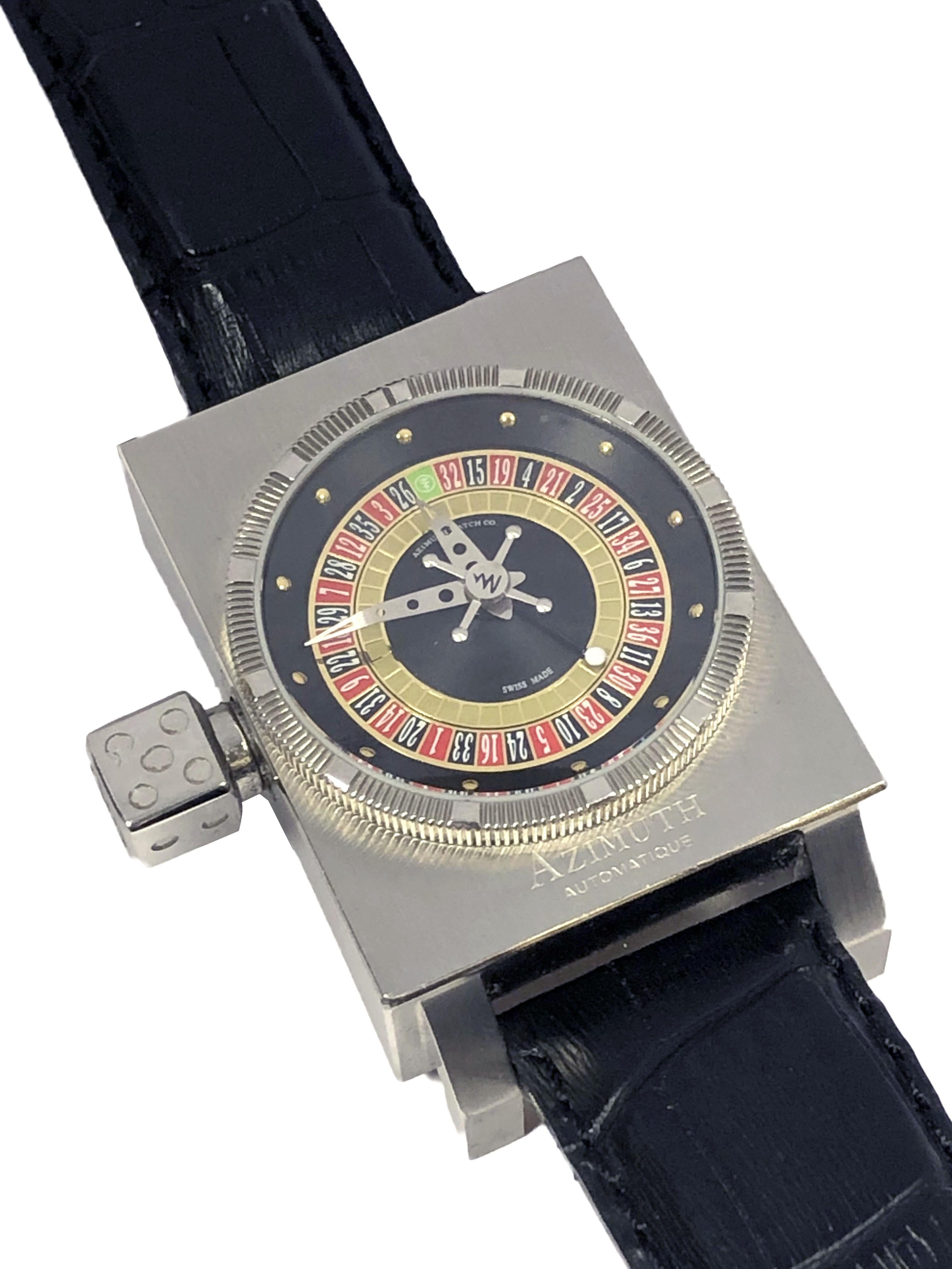 Azimuth SP 1 King Casino Steel Automatic Roulette Wrist Watch In Excellent Condition For Sale In Chicago, IL