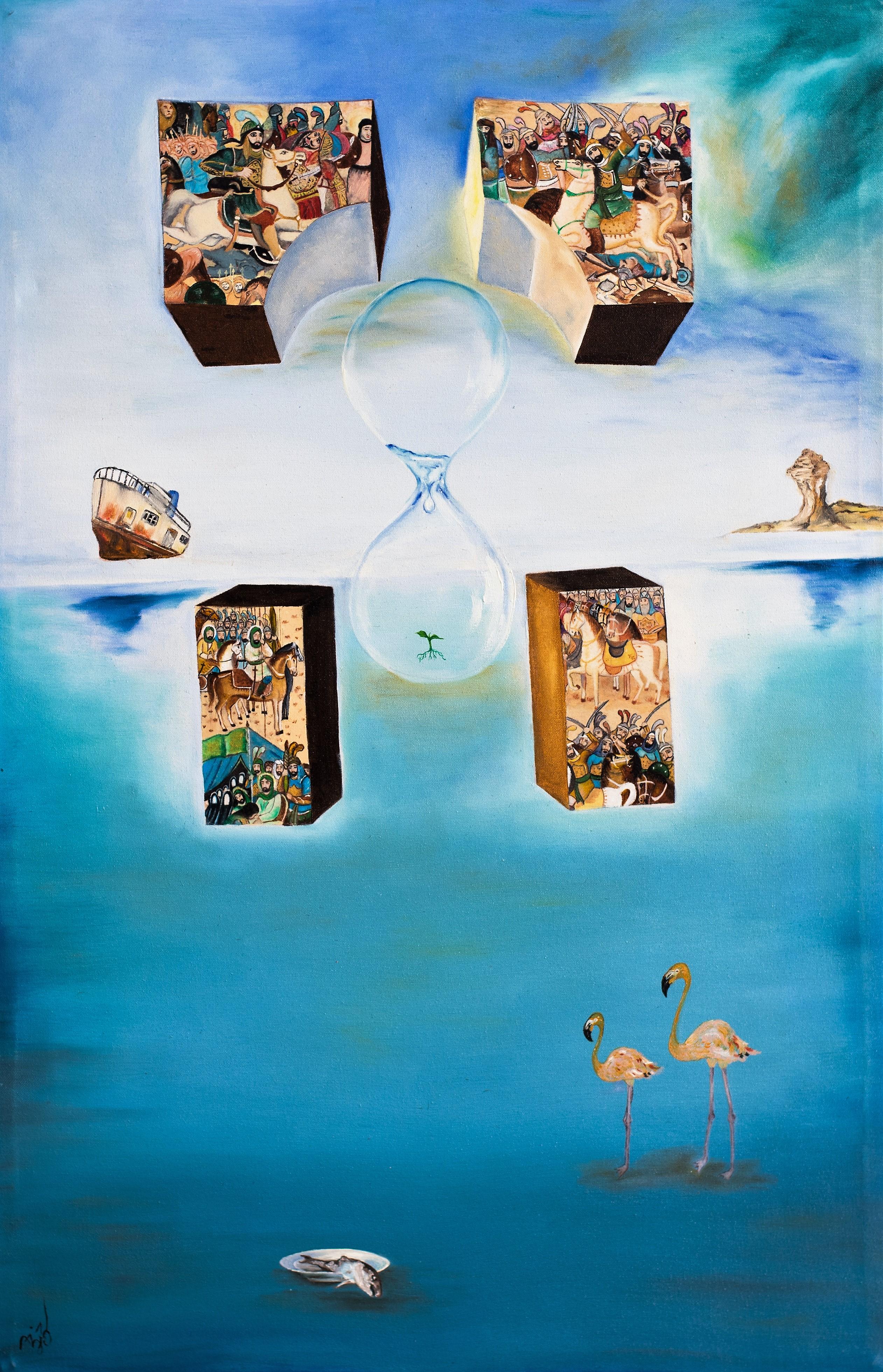 Persian Contemporary Art by Aziz Anzabi - Water, Life, War