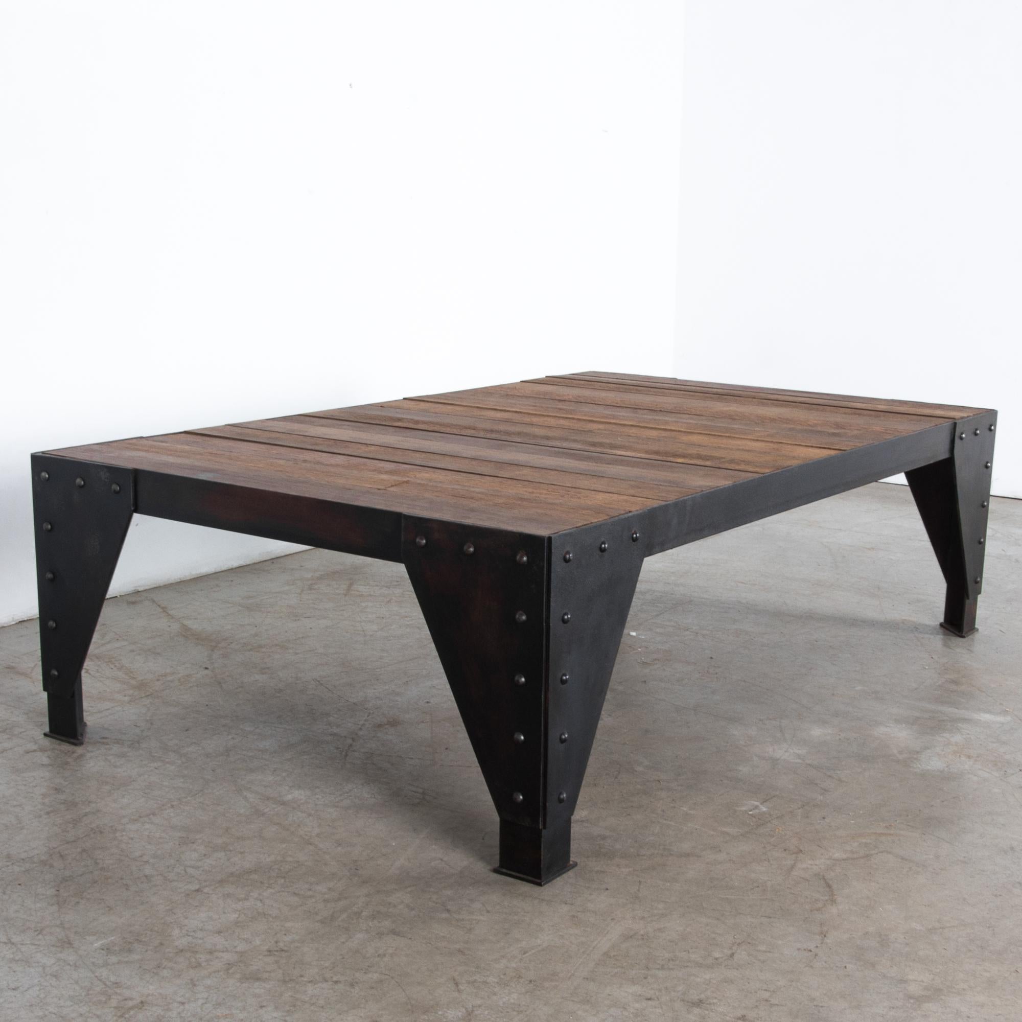 Industrial Azobe Wood Iron Coffee Table For Sale
