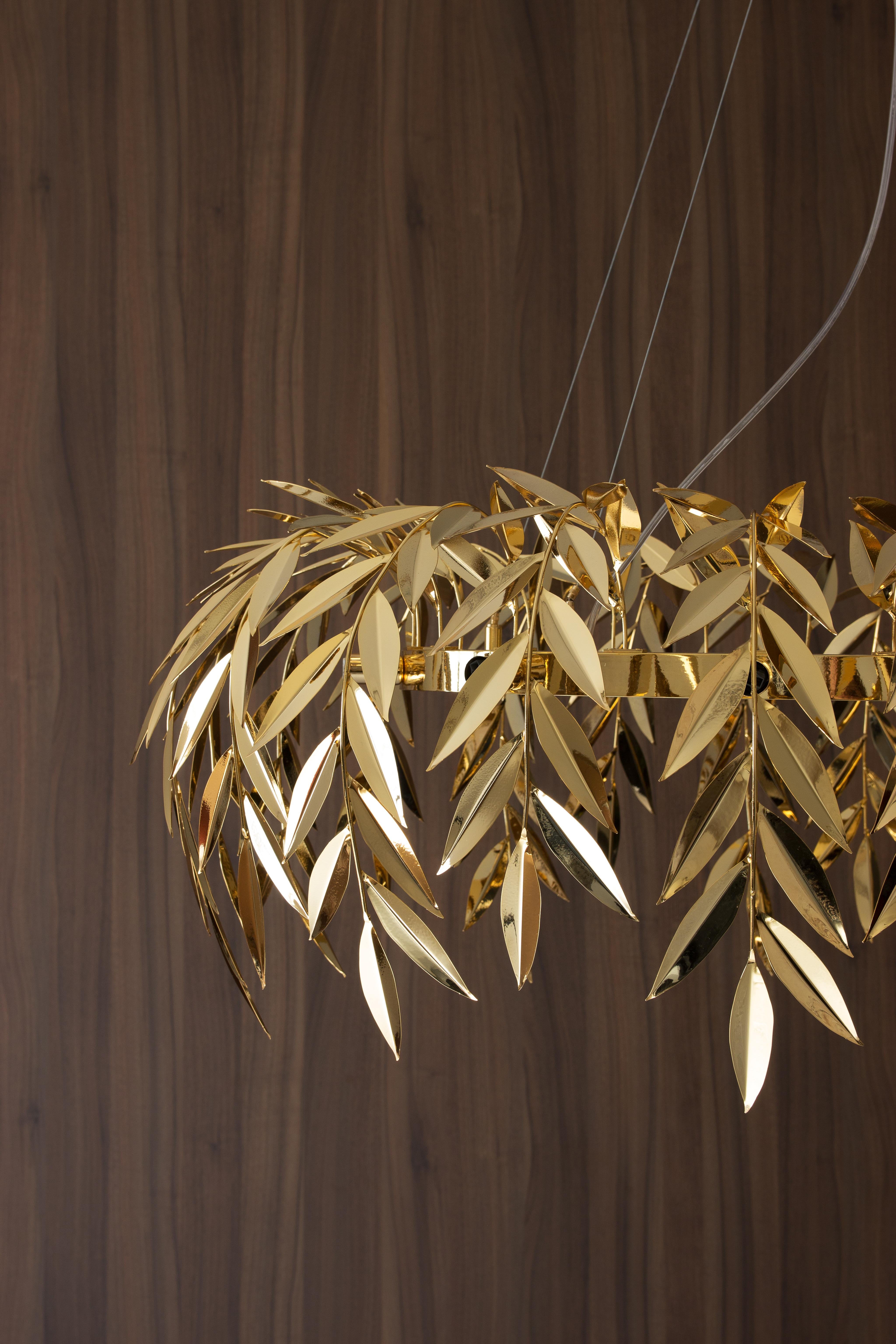 gold feather chandelier