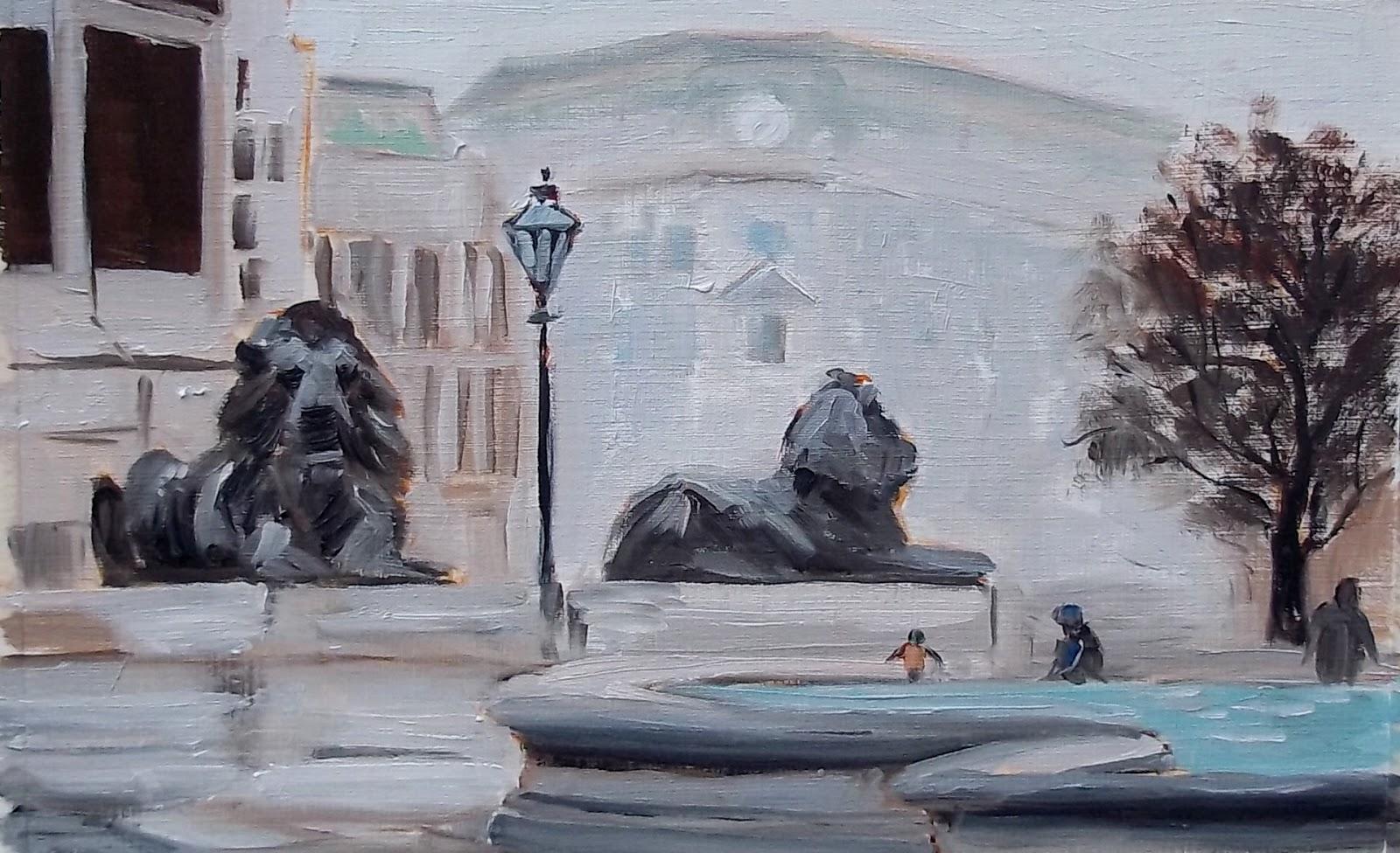  Azra Iqbal Landscape Painting - Trafalgar Square