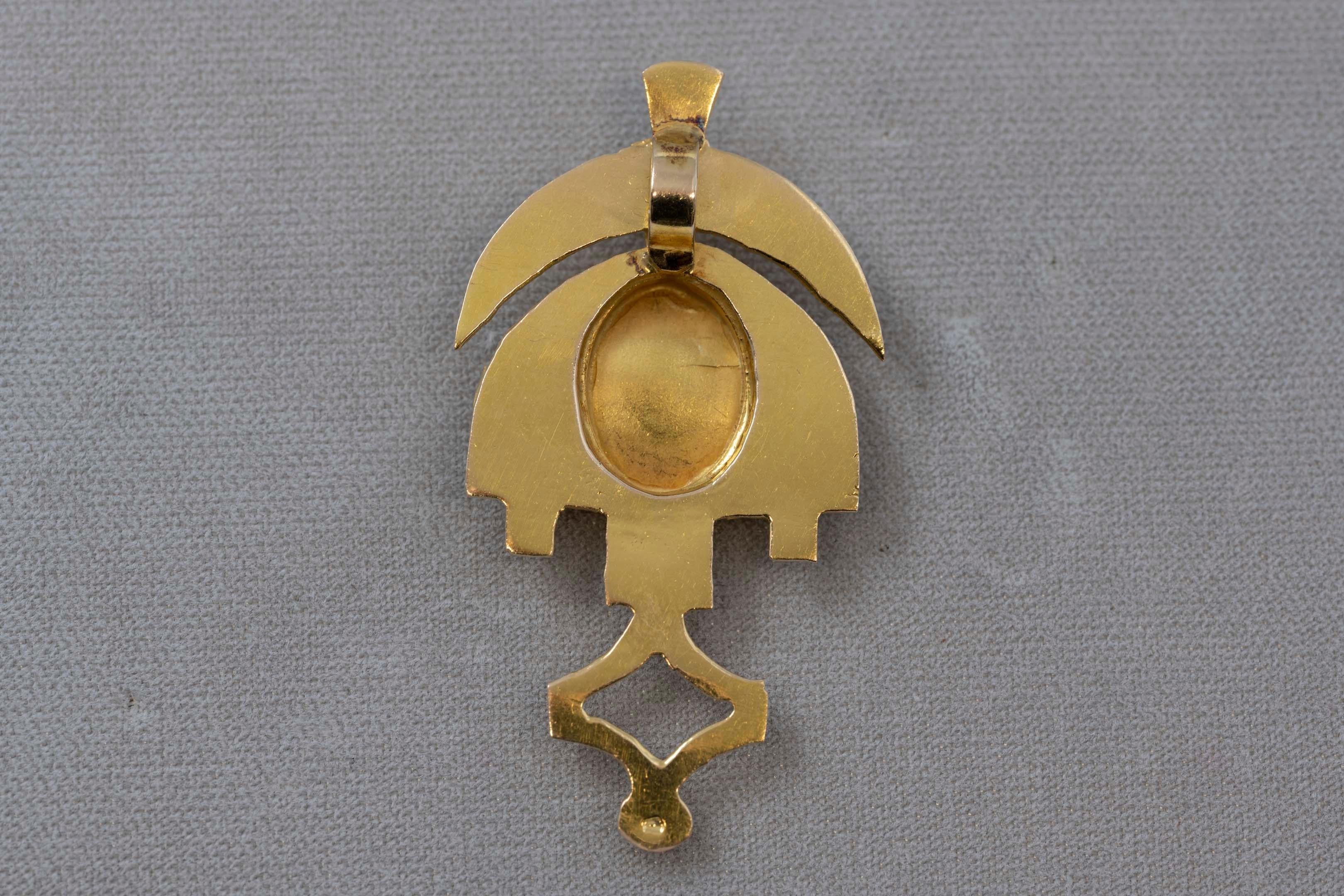 Aztec 18k Gold God Pendant For Sale 1