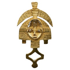 Antique Aztec 18k Gold God Pendant
