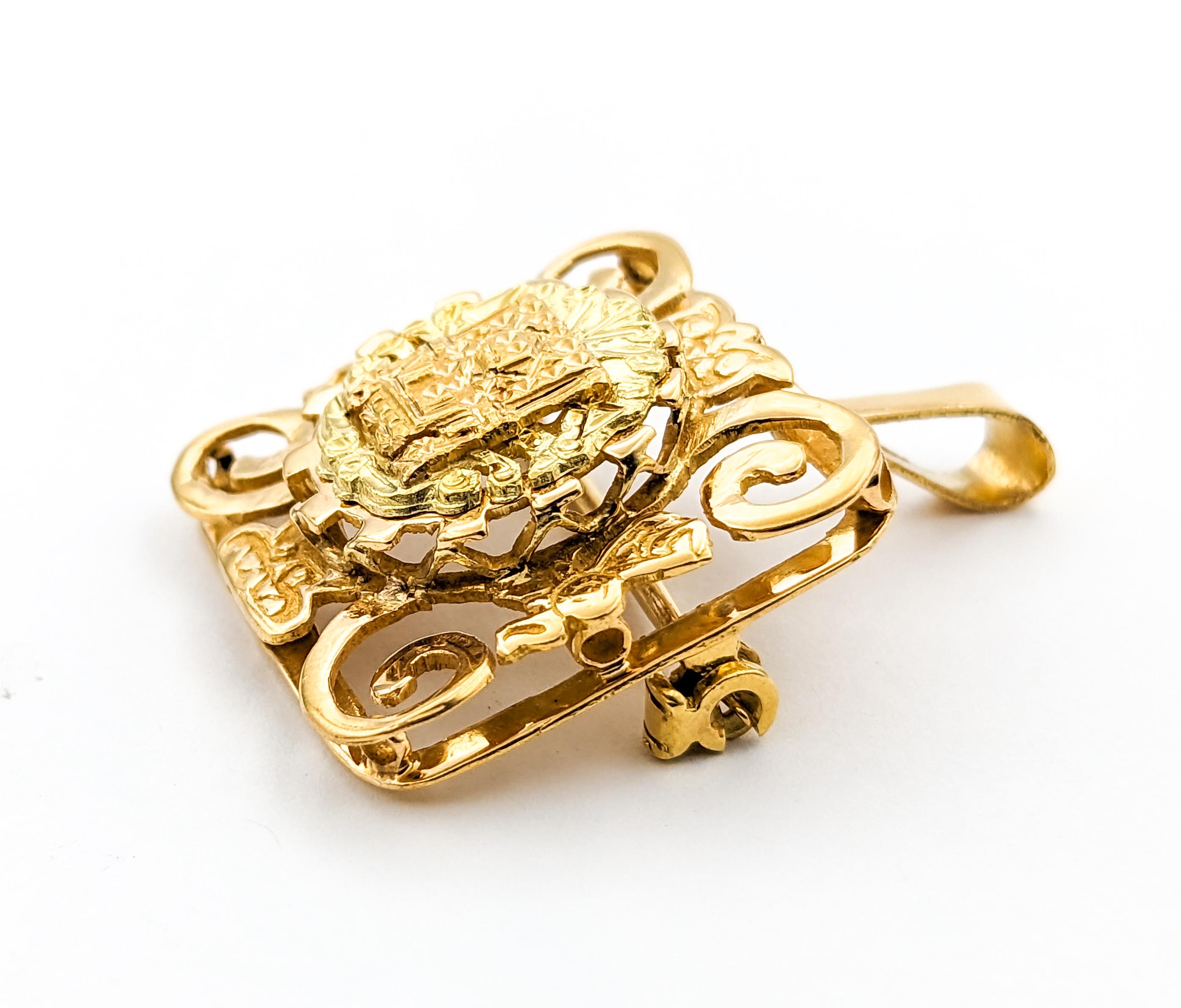 Aztec Ancient God Vintage Brooch/Pendant In Yellow Gold


Unveil the grandeur of ancient civilizations with this magnificent Vintage Brooch/Pendant, exquisitely fashioned in 14kt Yellow Gold. This piece artfully depicts an Aztec Ancient god, a