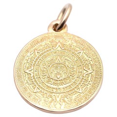Aztec Calendar Medal in Yellow Gold