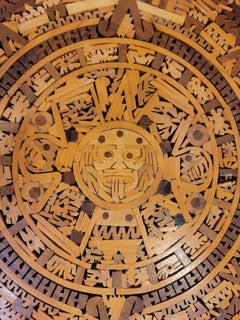 Aztec Calendar Wood Marquetry