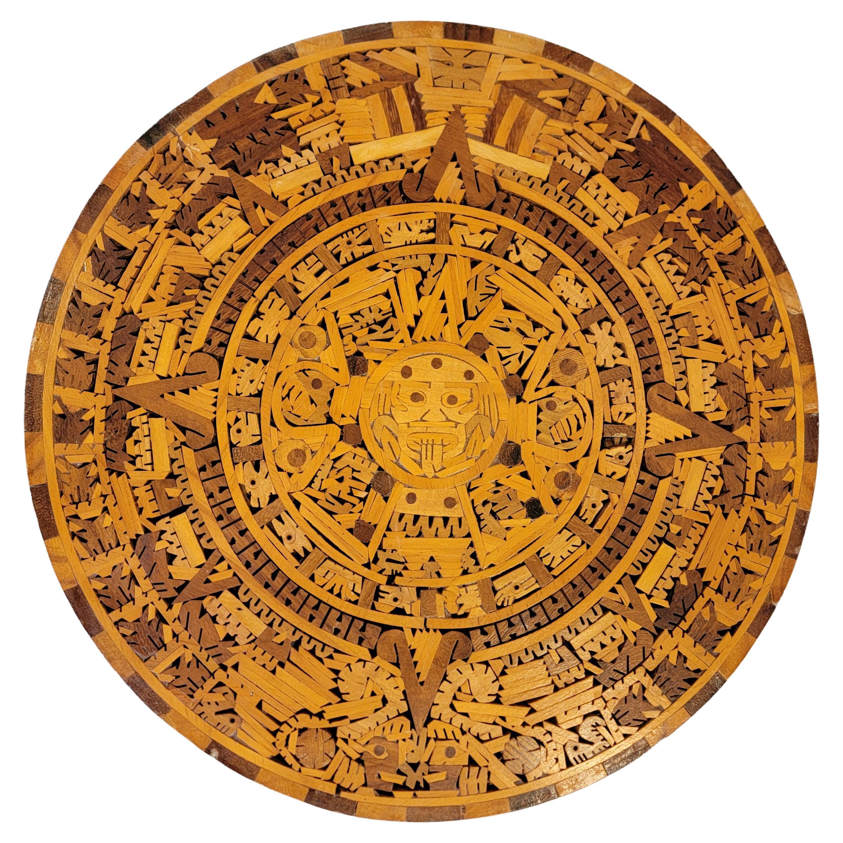 Aztec Calendar Wood Marquetry