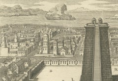 Aztec Captives and the Great Temple of Huitzilopochtli – 1734 Mexico Engraving