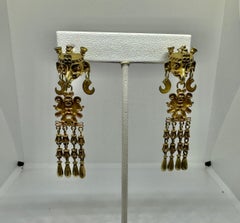 Aztec Earrings Descending Eagle Warrior Cuauhtemoc Sterling Silver Gold Plated