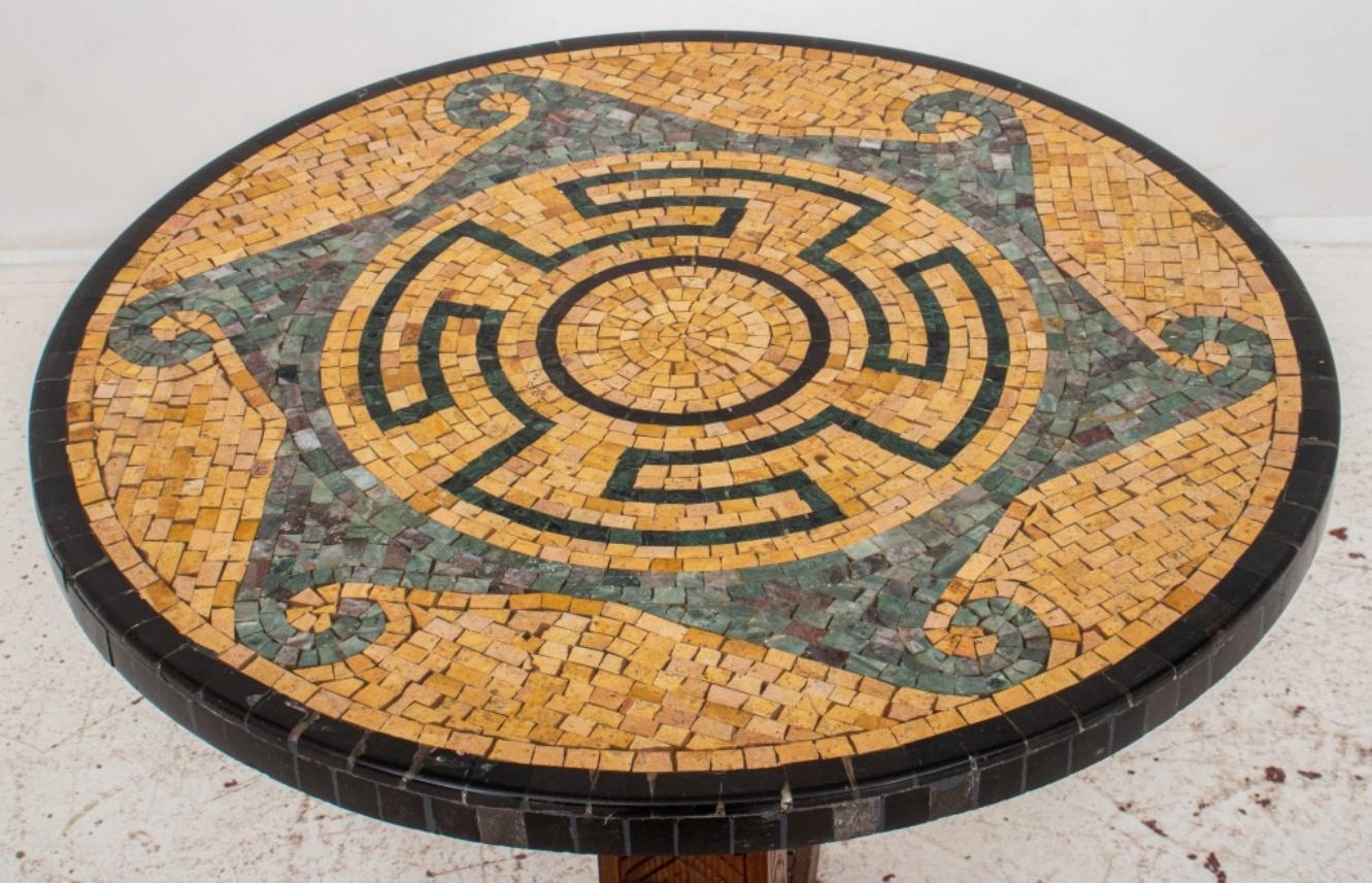Aztec Modern Mosaic Pedestal Table In Good Condition For Sale In New York, NY