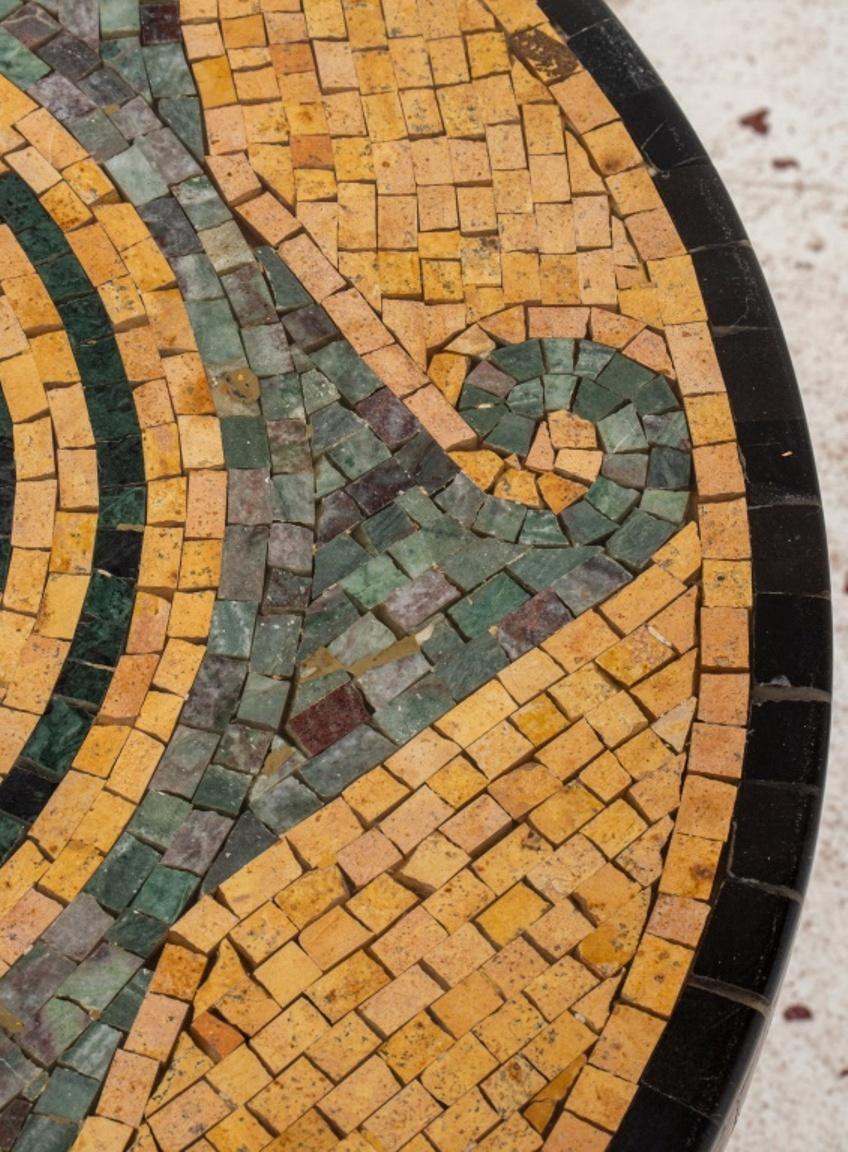 Ceramic Aztec Modern Mosaic Pedestal Table For Sale