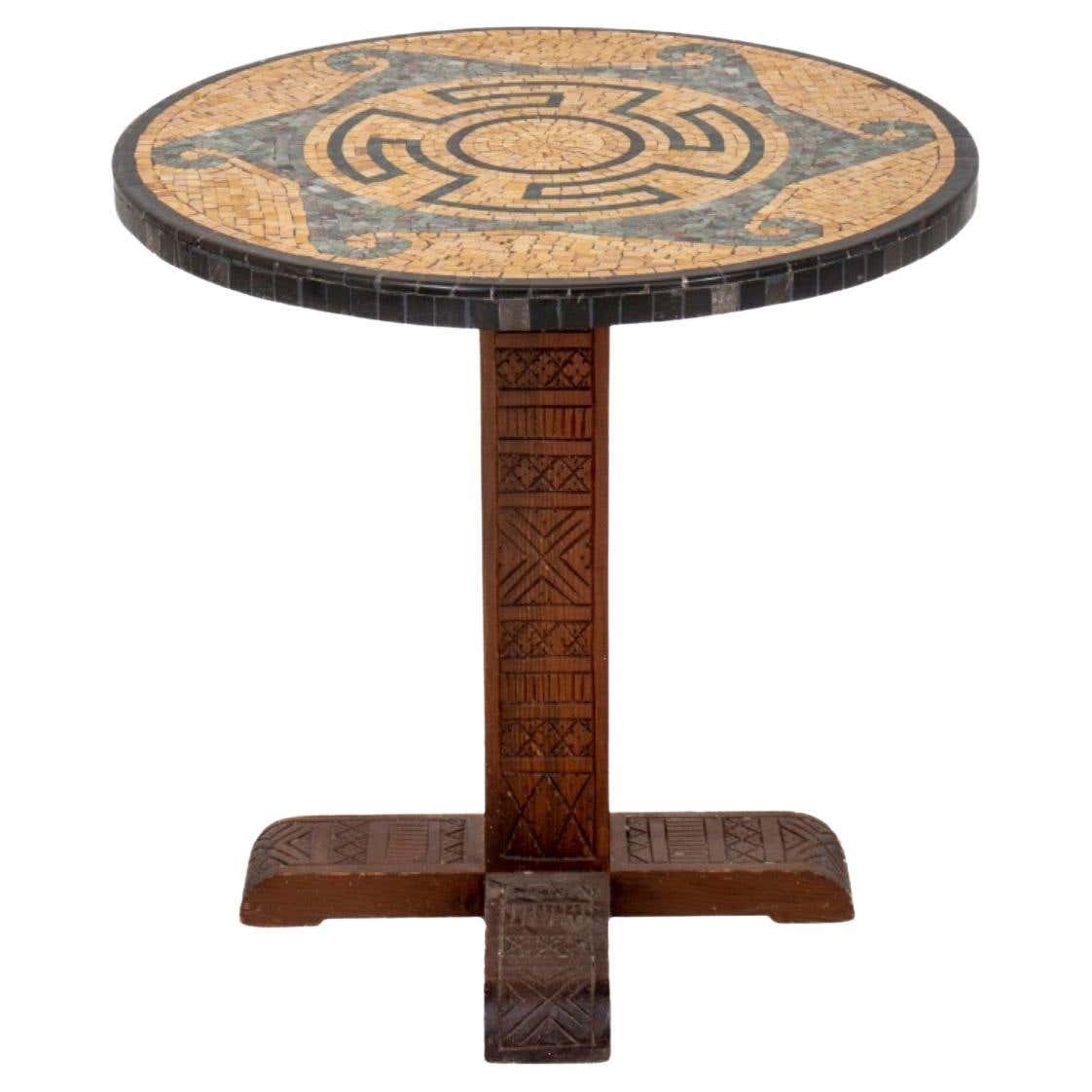 Aztec Modern Mosaic Pedestal Table For Sale at 1stDibs