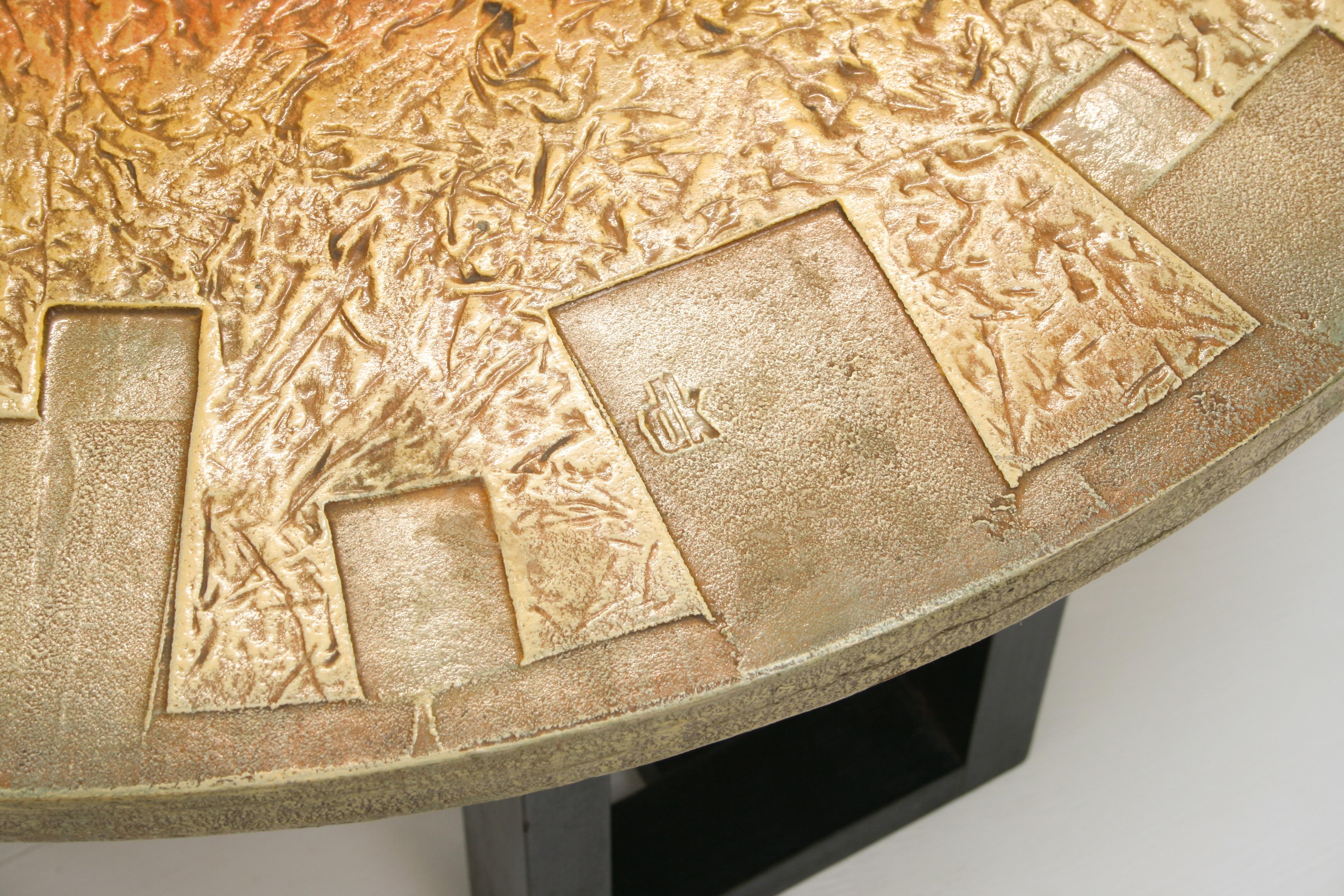 Unknown Aztec Relief Art Sunburst Coffee Table by DK