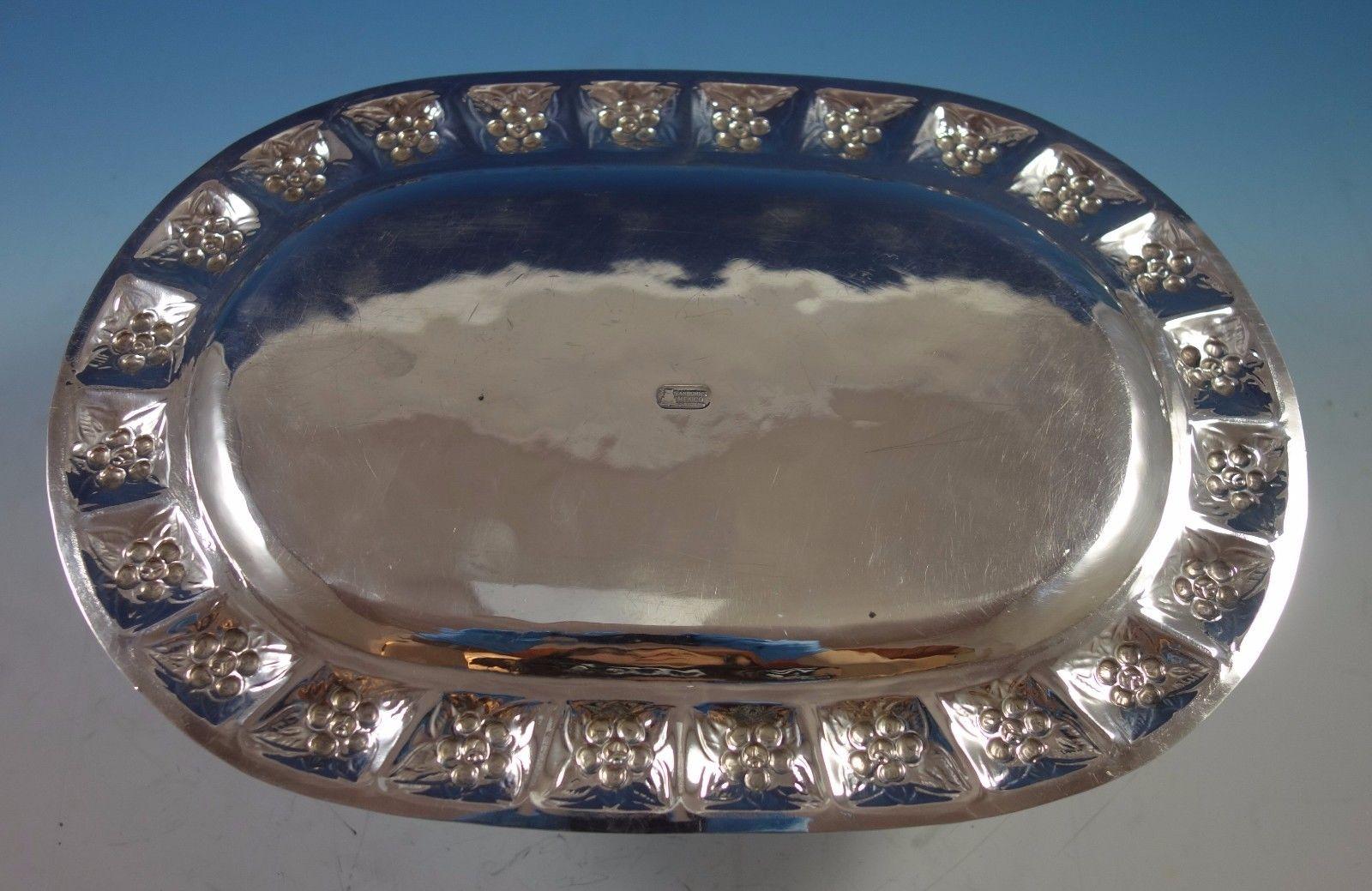 20th Century Aztec Rose by Sanborns Mexican Sterling Silver Bread Tray Oval