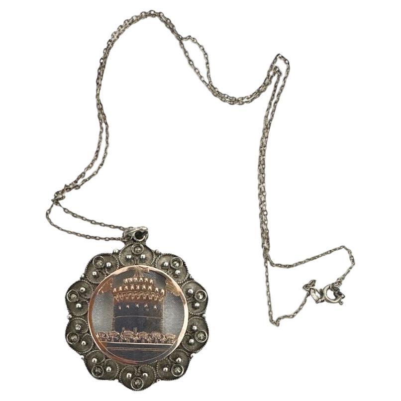 Aztec Vintage Sterling Silver Necklace Pendant