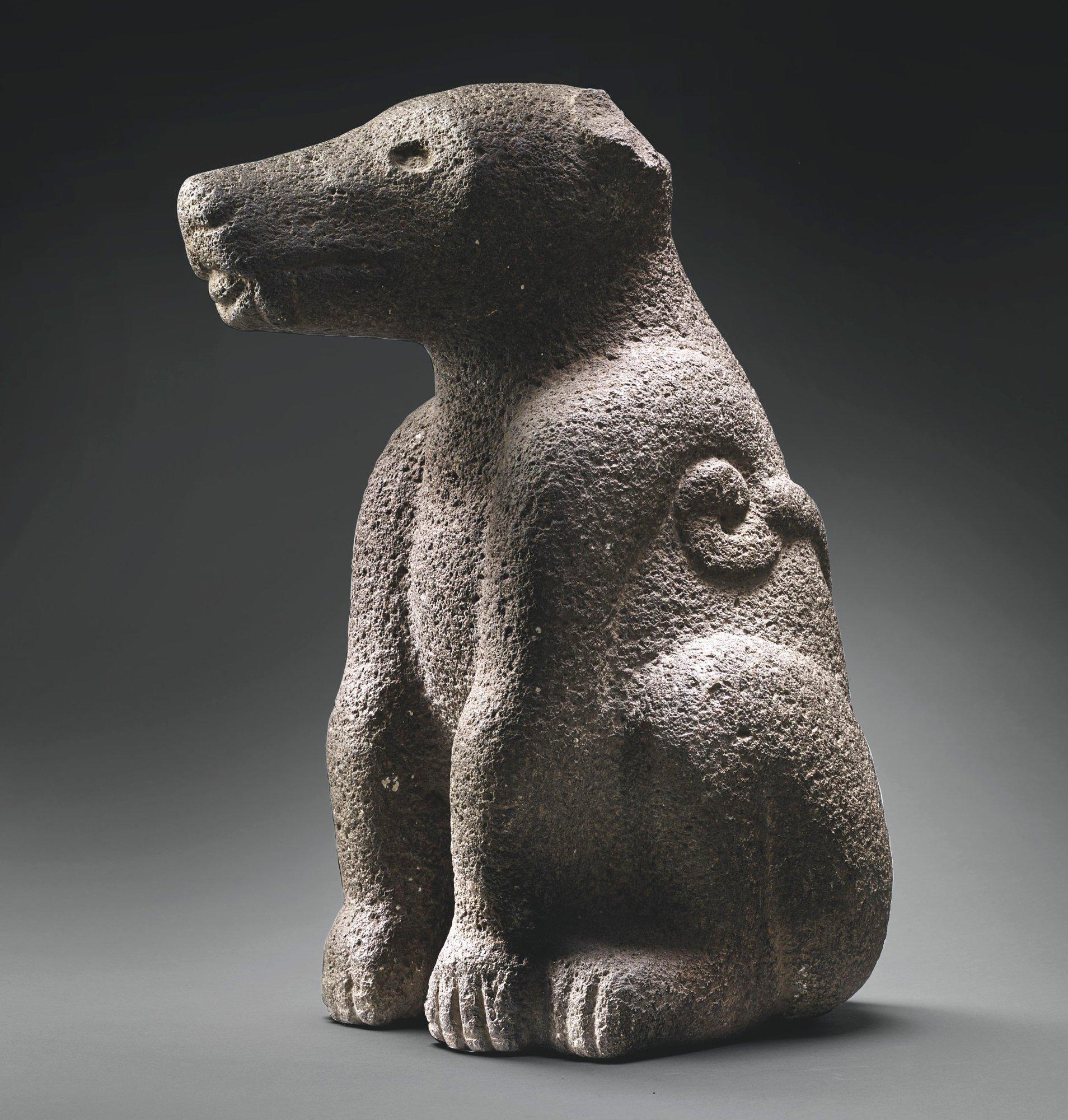 Mexican Aztec  Water Dog/ Ahuitzotl, W Raised Paw, Pre-1970 UNESCO-Compliant Provenance For Sale