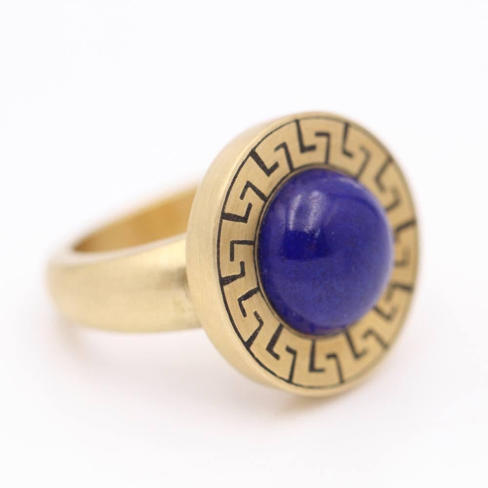 AZTECA Gold Ring with Lapis Lazuli For Sale 1