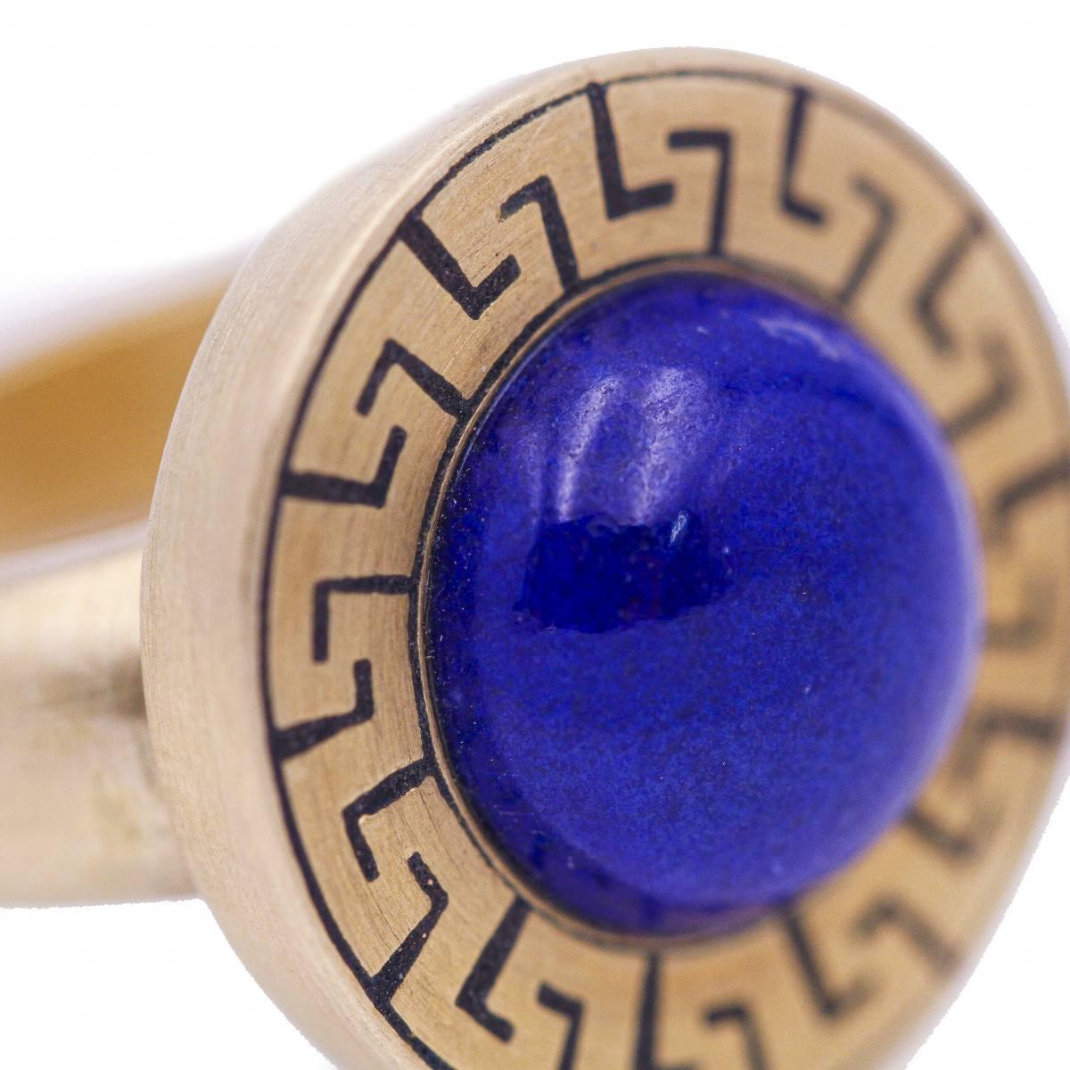 Women's AZTECA Gold Ring with Lapis Lazuli For Sale