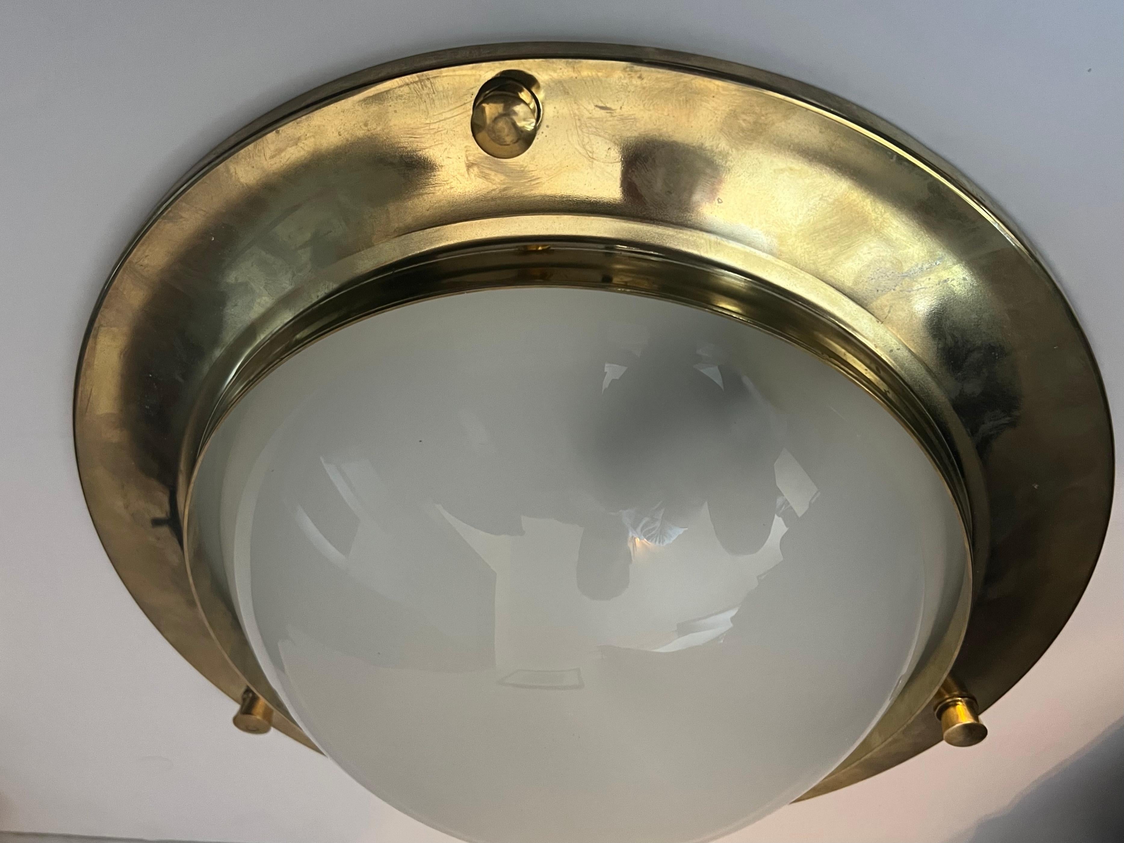 Azucena 1960 Nautical Italian Mid Century Flush Ceiling Light In Excellent Condition For Sale In New York, NY