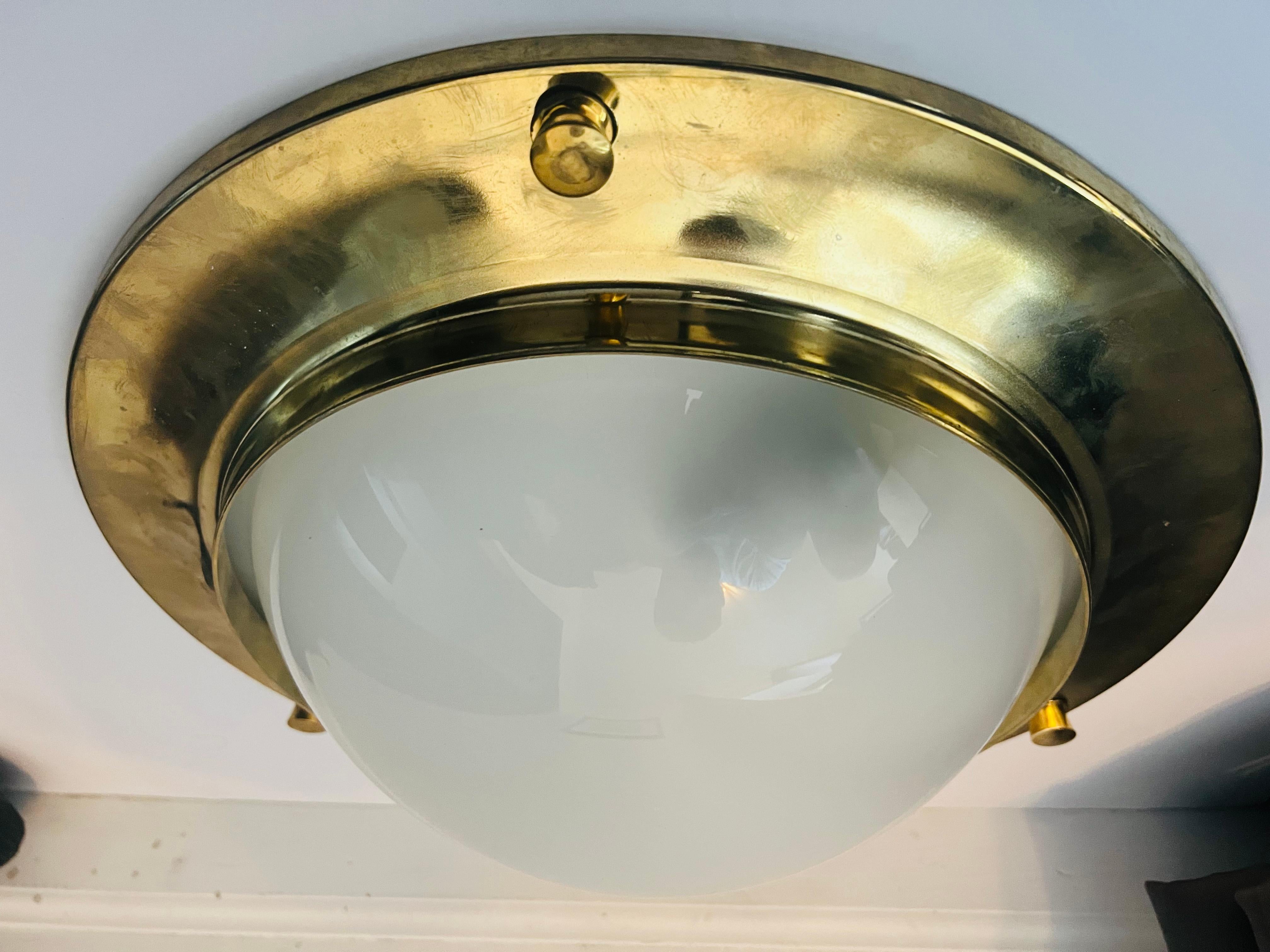 Mid-20th Century Azucena 1960 Nautical Italian Mid Century Flush Ceiling Light For Sale