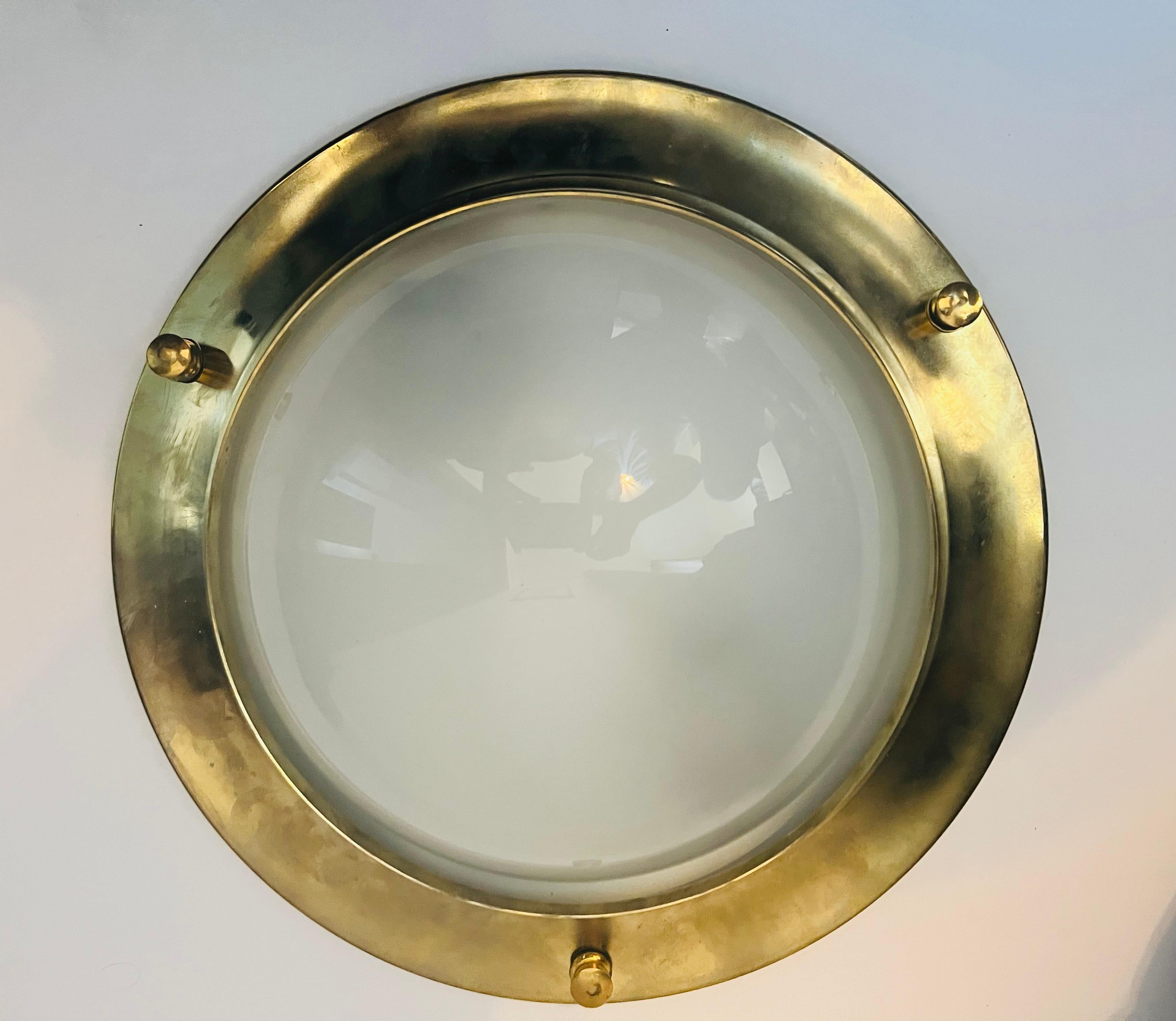 Azucena 1960 Nautical Italian Mid Century Flush Ceiling Light For Sale 1
