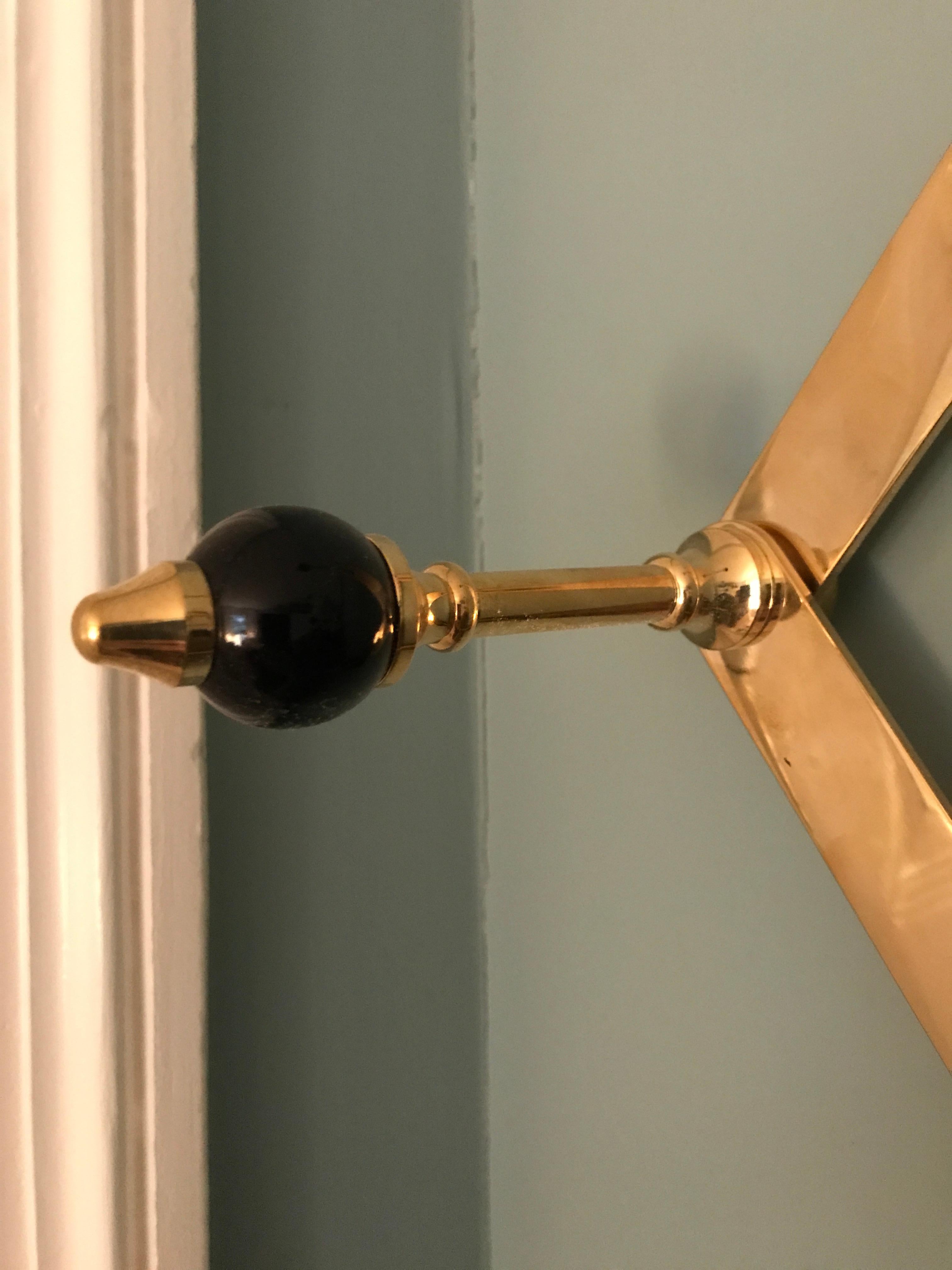 Italian Azucena Coat Hanger in Brass with Lacquerd Wooden Knobs